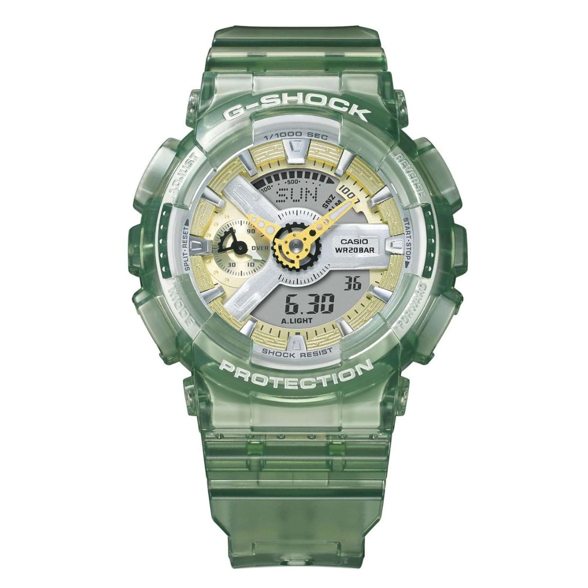 Casio G-Shock Quartz Green Dial Green Silicone Strap Unisex Watch GMA-S110GS-3AER - Image 3