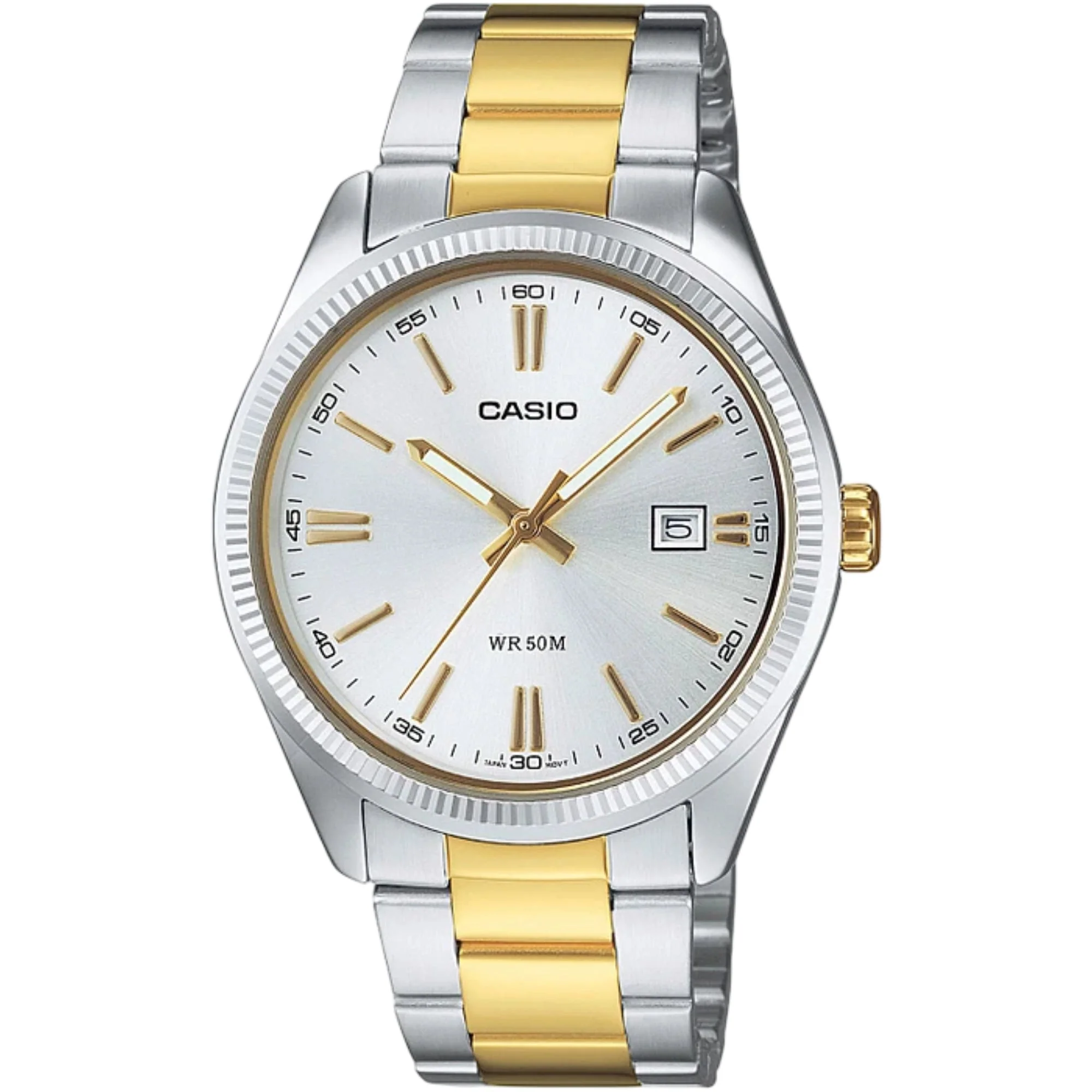 Casio Quartz Silver Dial Two-Tone Stainless Steel Bracelet Unisex Watch MTP-1302PSG-7AVEF - Image 5