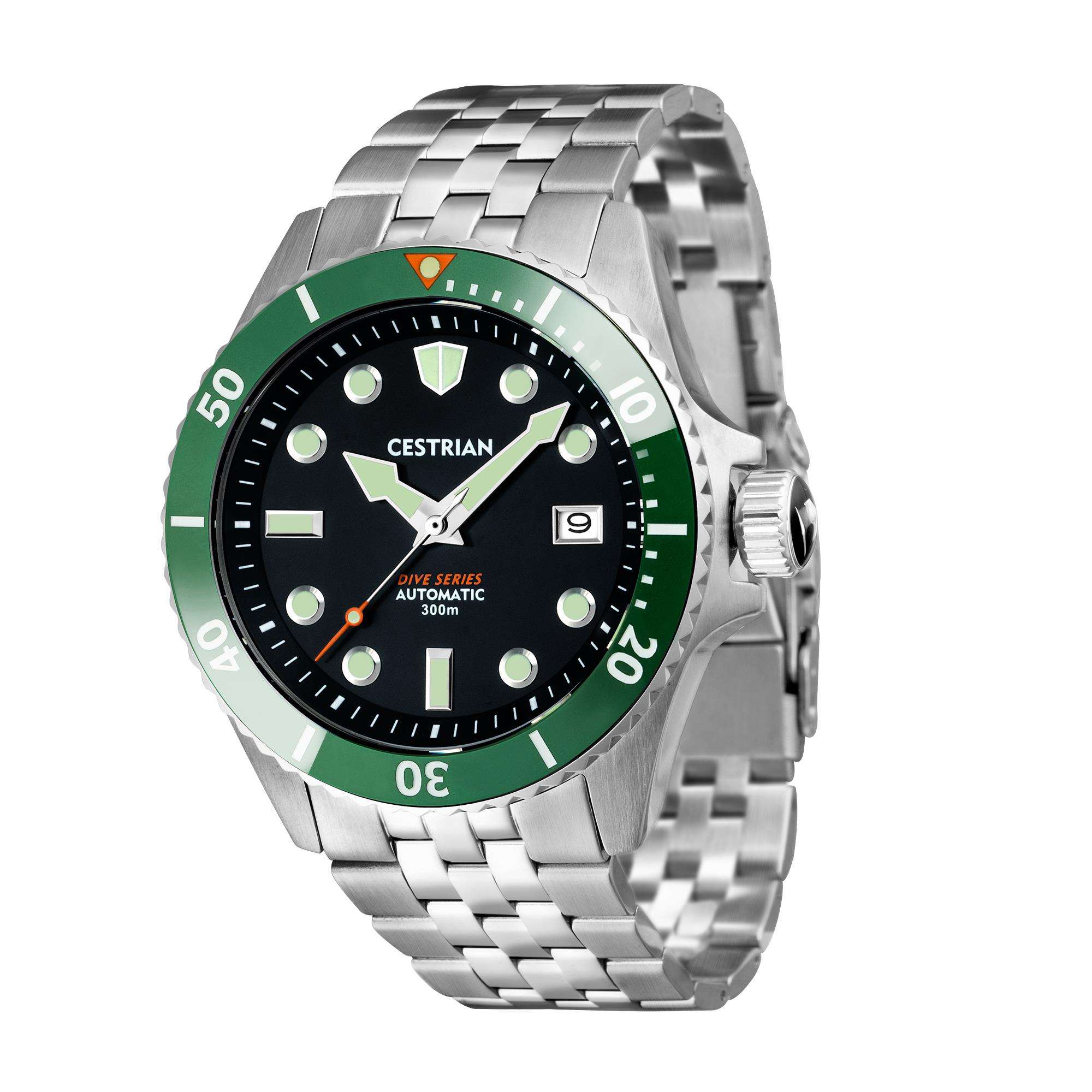 Cestrian Dive Series Black Dial Green Ceramic Bezel Steel Bracelet Automatic Men's Watch CD111B0773V1 - Image 2