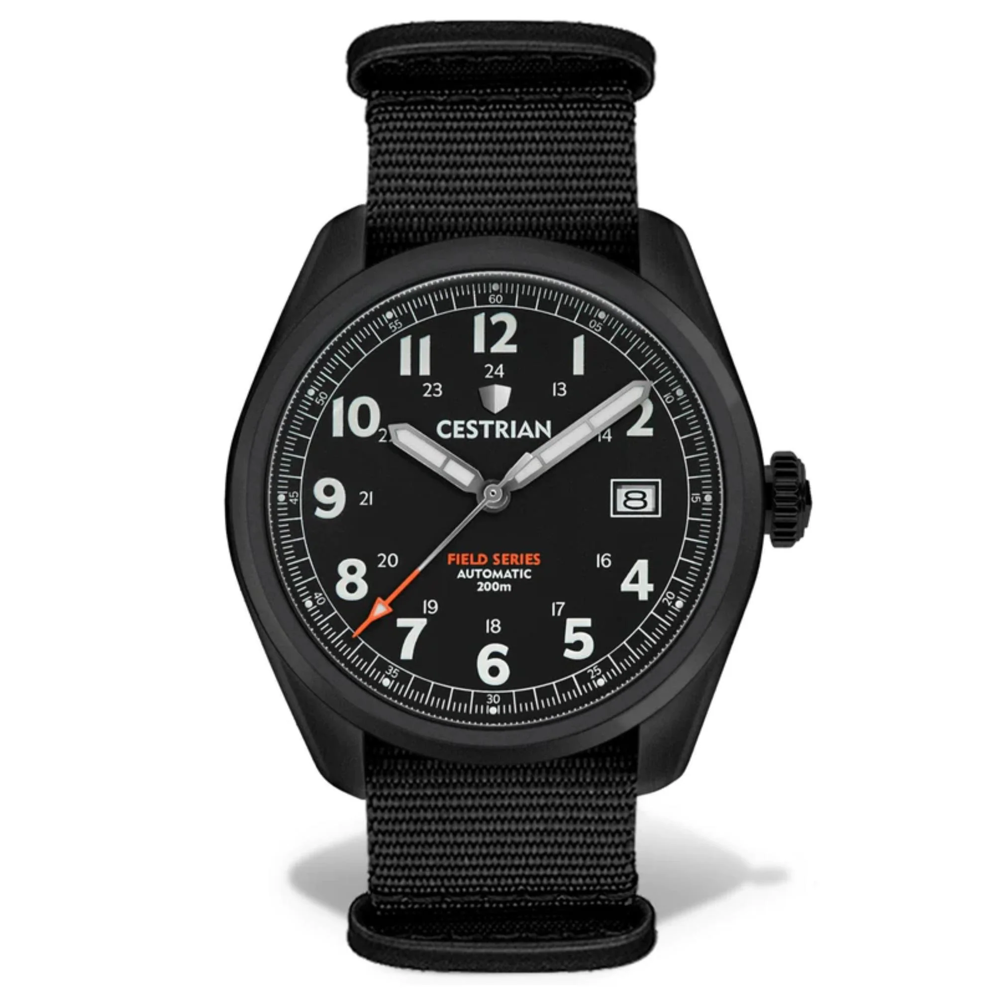 Cestrian Field Series Automatic Black Dial Black NATO Strap Menâs Watch CF121N5660