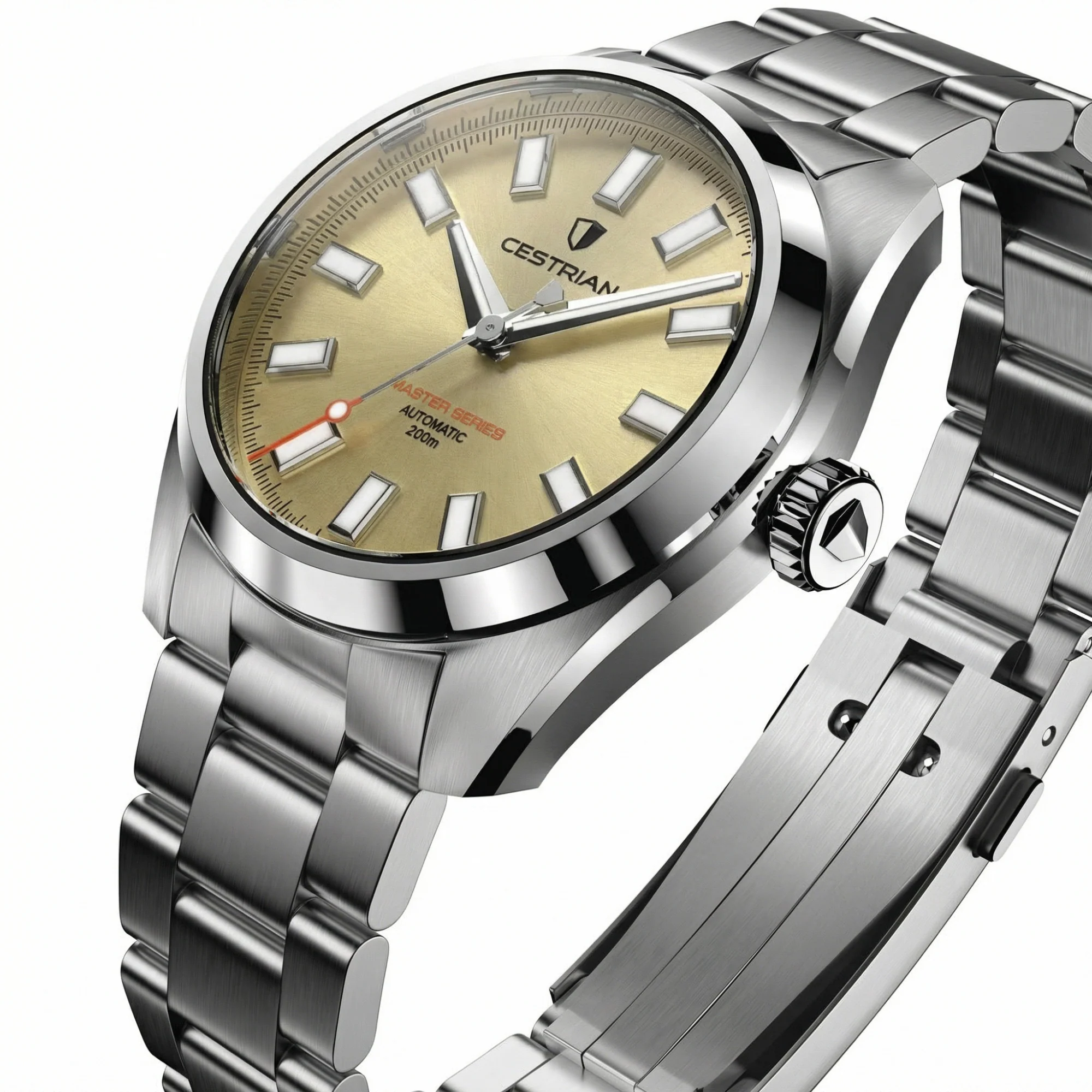 Cestrian Master Series V3 Champagne Dial Steel Bracelet Automatic Men's Watch CM-CH001 - Image 5