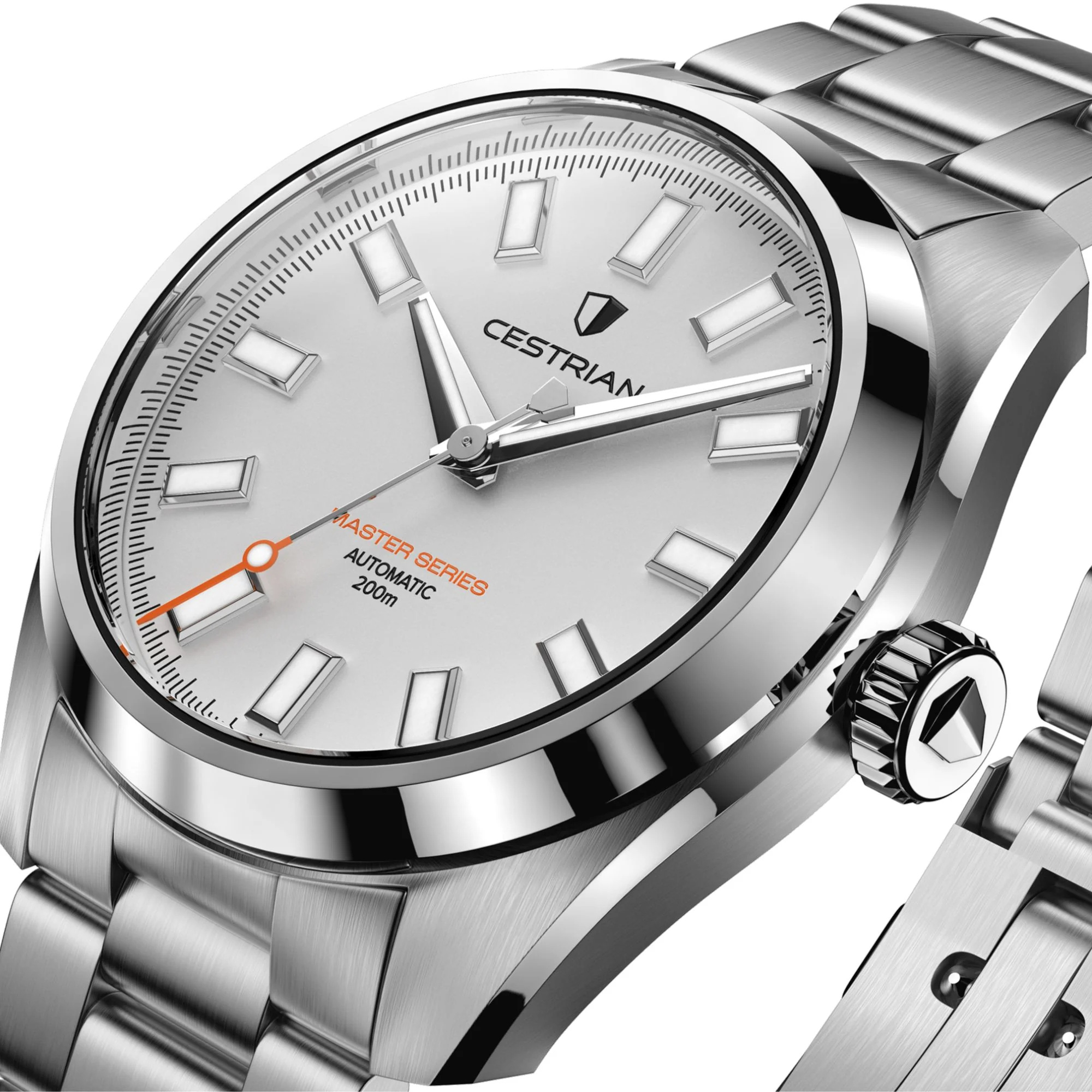 Cestrian Master Series V3 White Dial Steel Bracelet Automatic Men's Watch CM-WT001 - Image 7