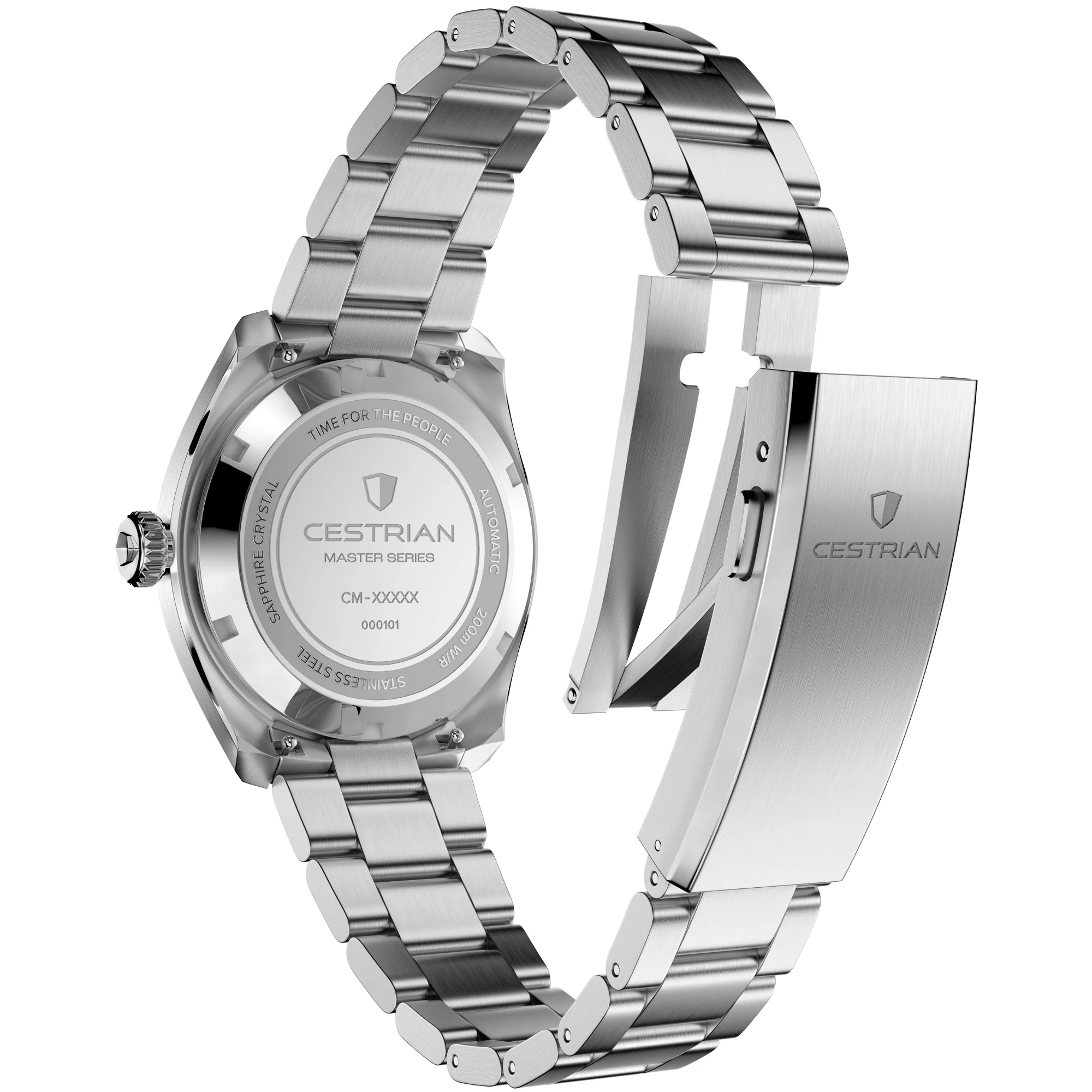 Cestrian Master Series V3 White Textured Dial Steel Bracelet Automatic Men's Watch CM-WG001 - Image 9
