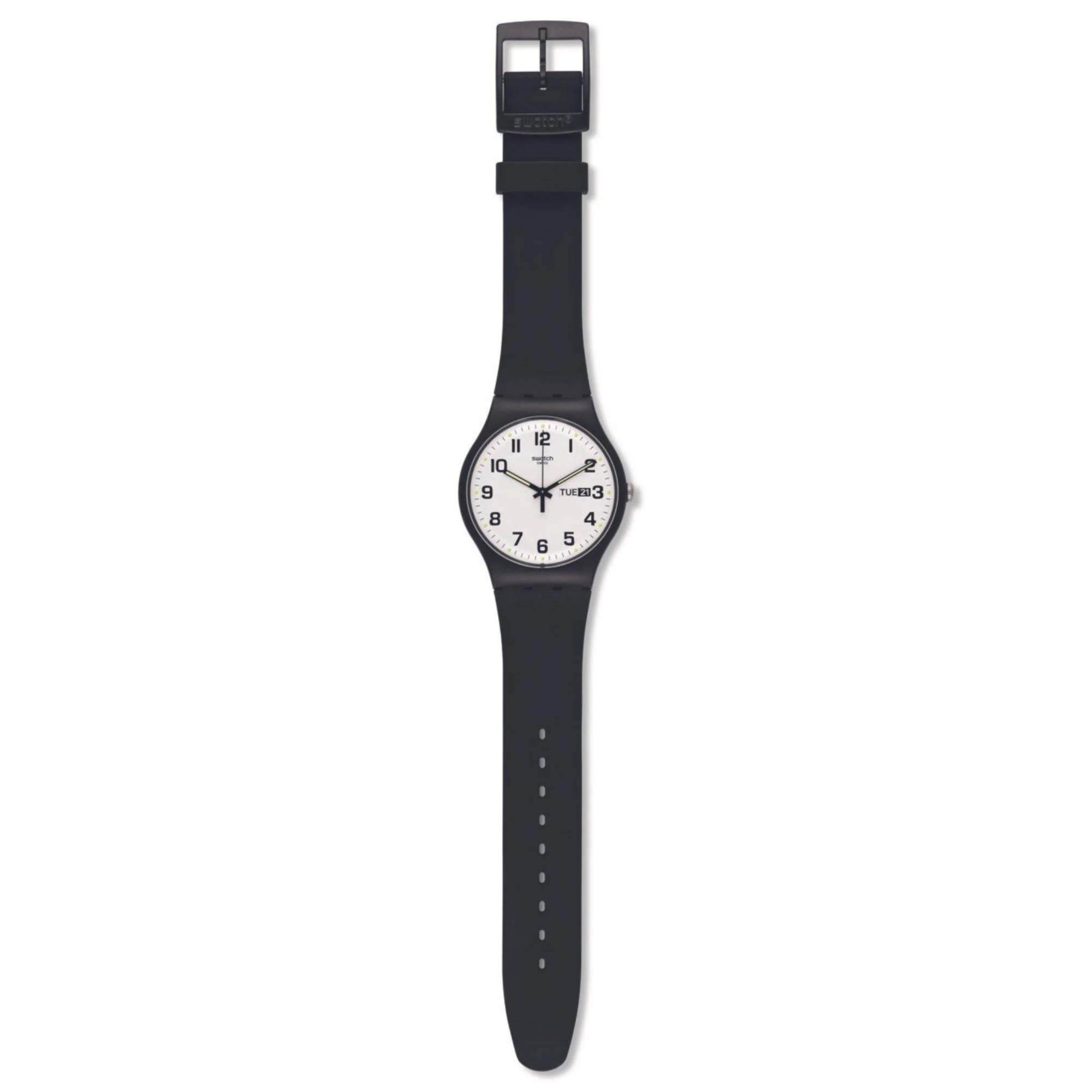 Swatch New Gent Classic Twice Again White Dial Black Strap Unisex Watch SO29B7O3 - Image 3