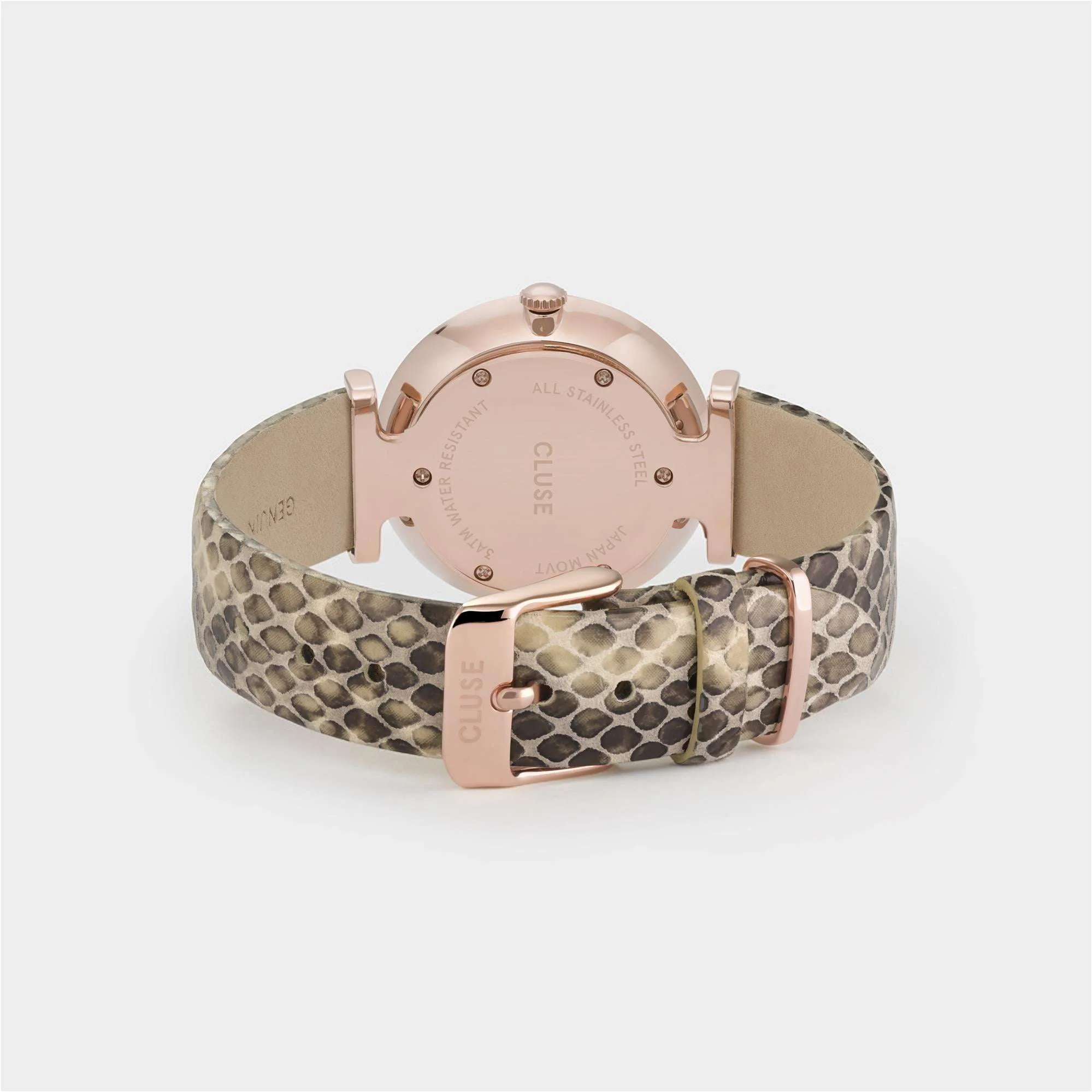 CLUSE Triomphe Rose Gold PVD Case Snakeskin Leather Strap Ladies Watch CW0101208007 - Image 3