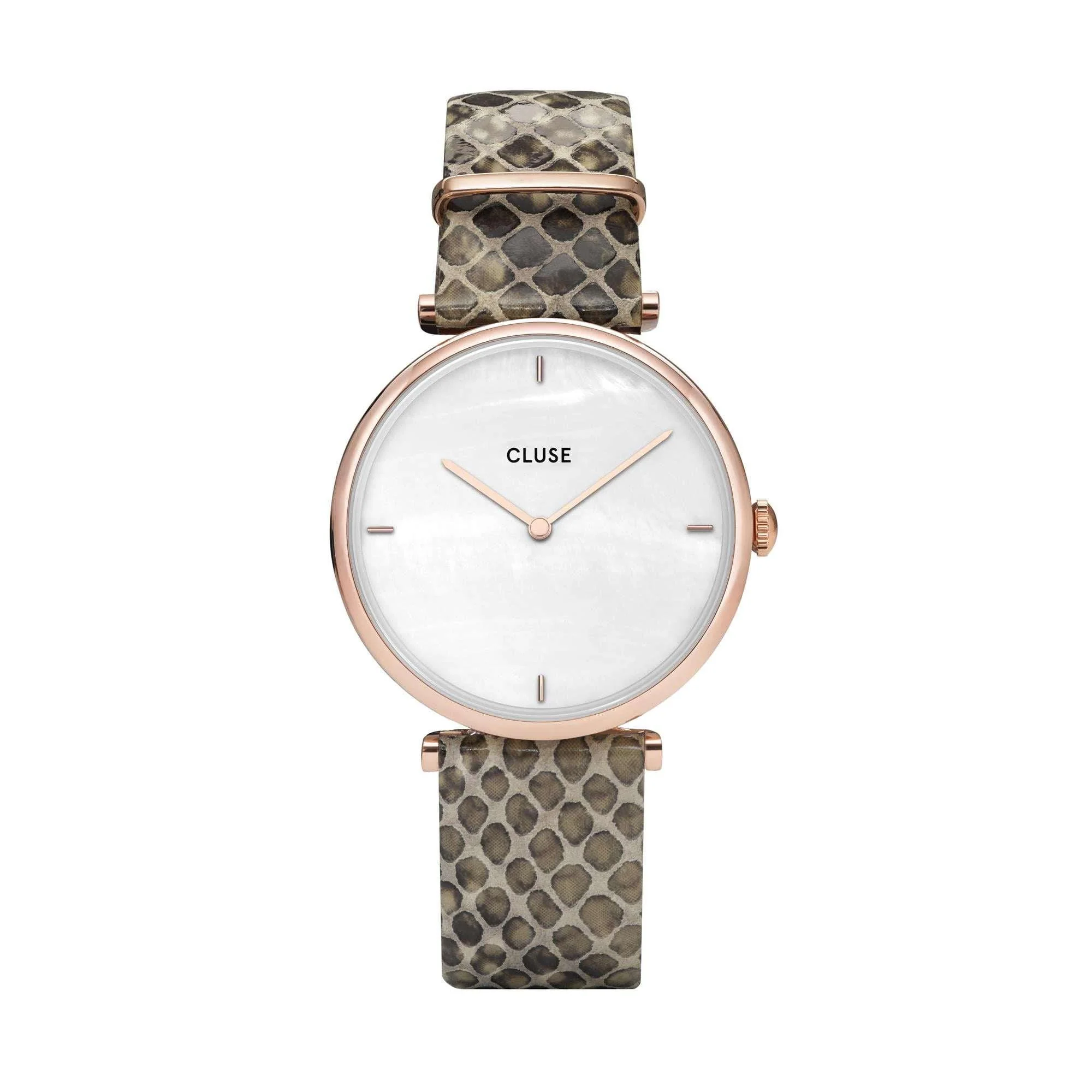 CLUSE Triomphe Rose Gold PVD Case Snakeskin Leather Strap Ladies Watch CW0101208007 - Image 4