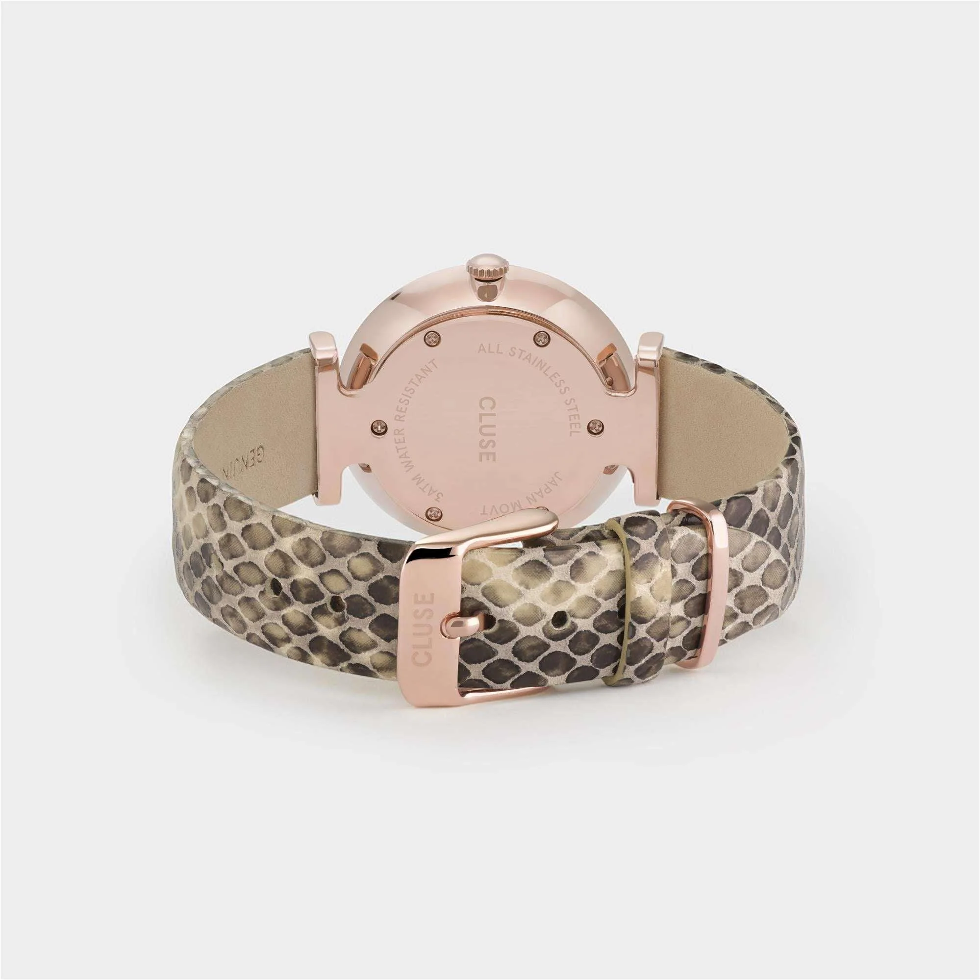 CLUSE Triomphe Rose Gold PVD Case Snakeskin Leather Strap Ladies Watch CW0101208007 - Image 6
