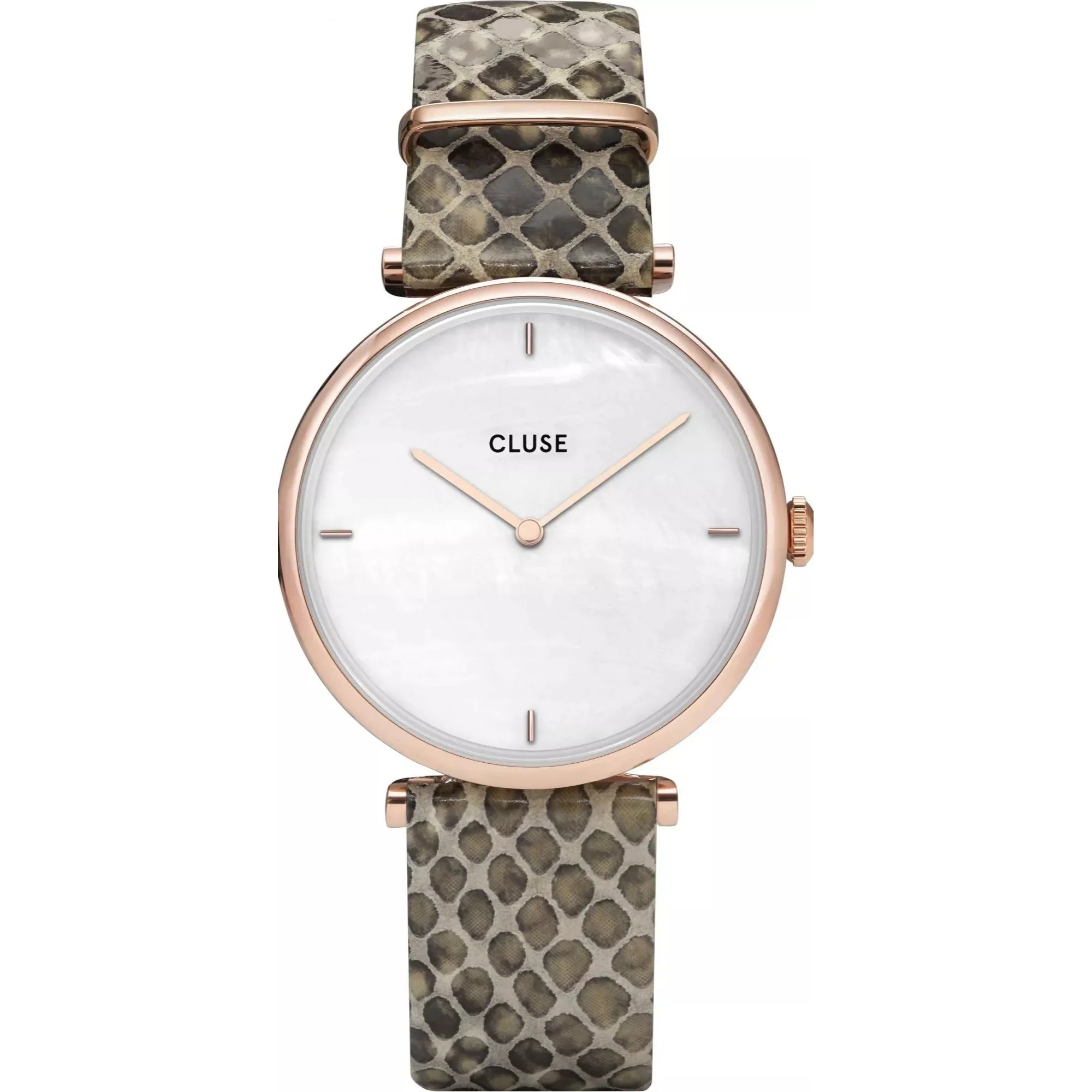 CLUSE Triomphe Rose Gold PVD Case Snakeskin Leather Strap Ladies Watch CW0101208007 - Image 7