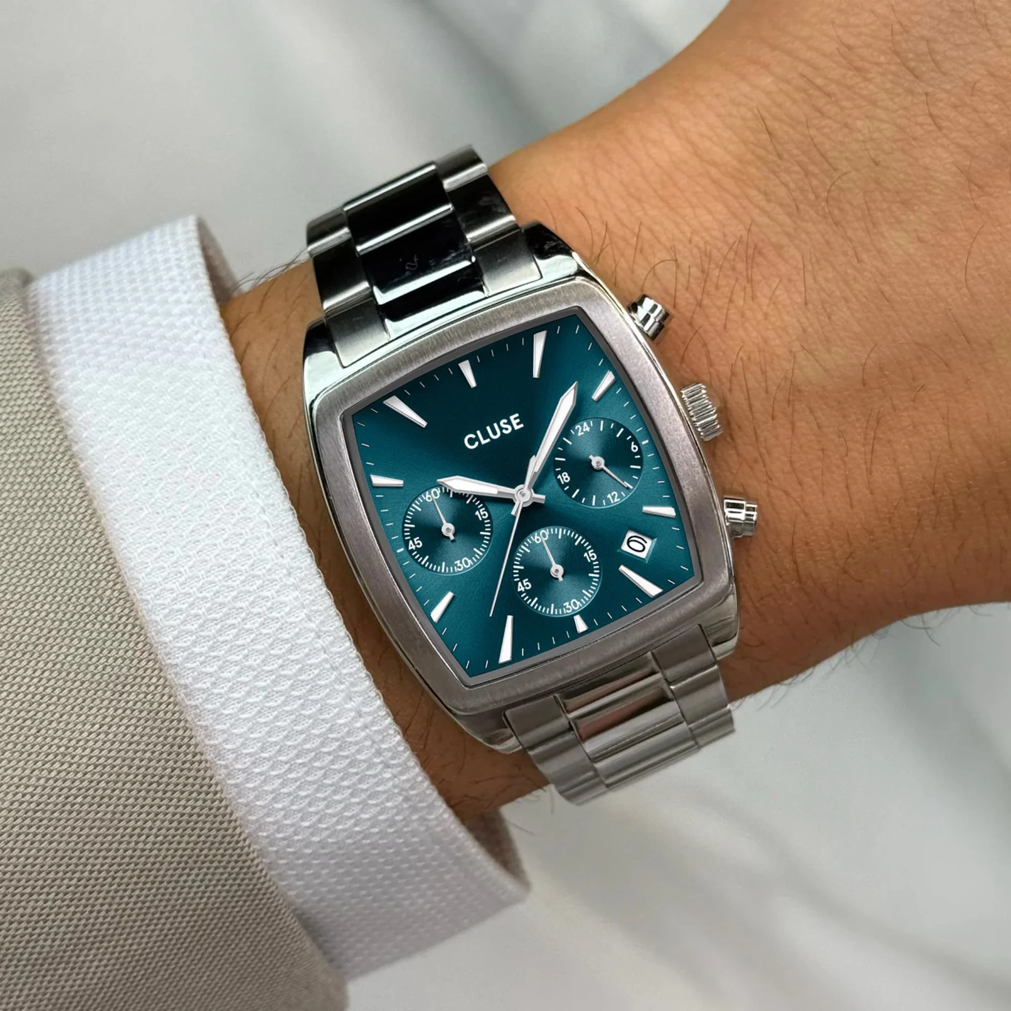 CLUSE Quartaut Quartz Chronograph Blue Dial Steel Strap Men's Watch CW52001 - Image 12