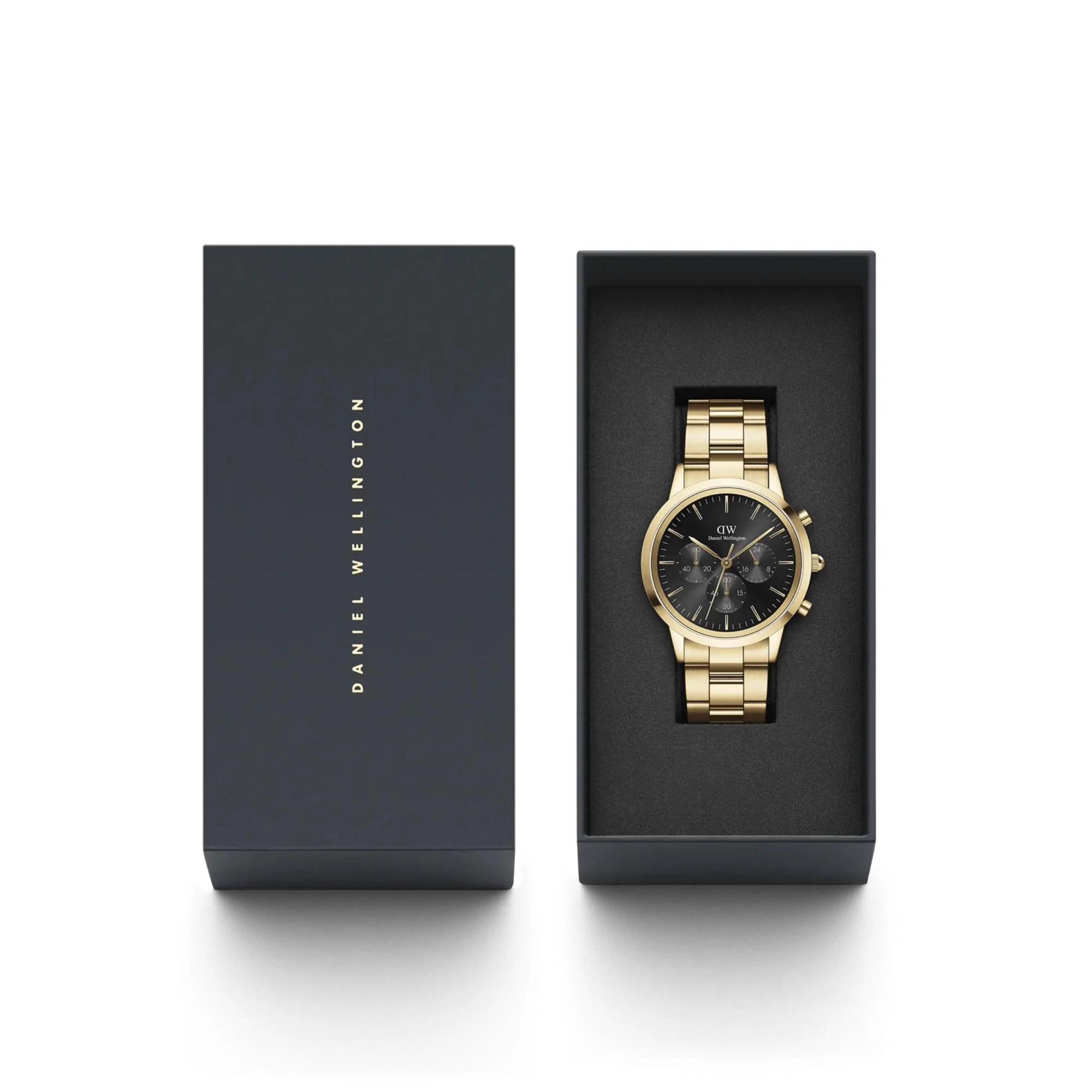 Daniel Wellington Iconic Chronograph Link Gold Black Sunray Dial Men’s Watch DW00100641 - Image 5