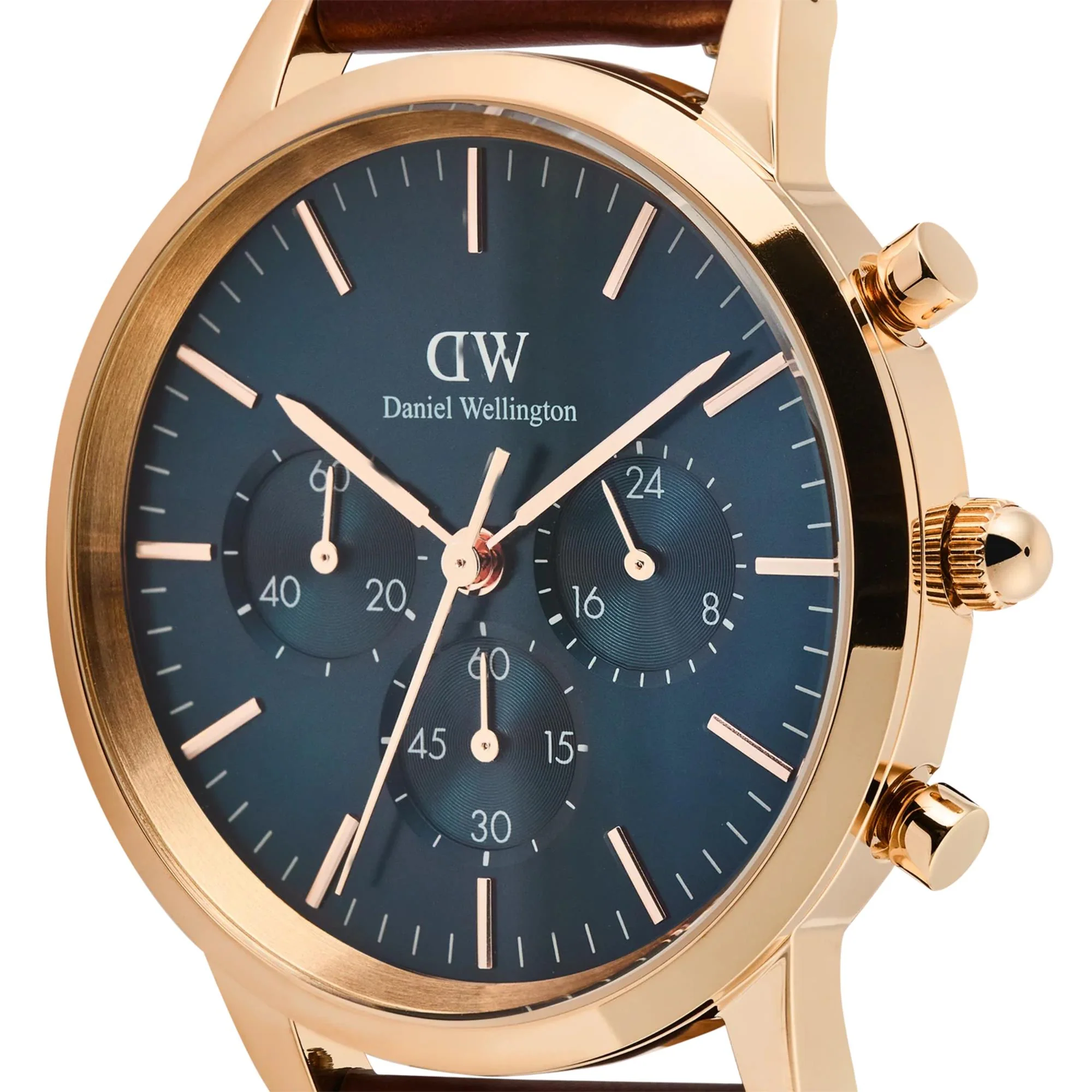 Daniel Wellington Iconic Chronograph Arctic Blue Dial Leather Strap Men's Watch DW00100639 - Image 10