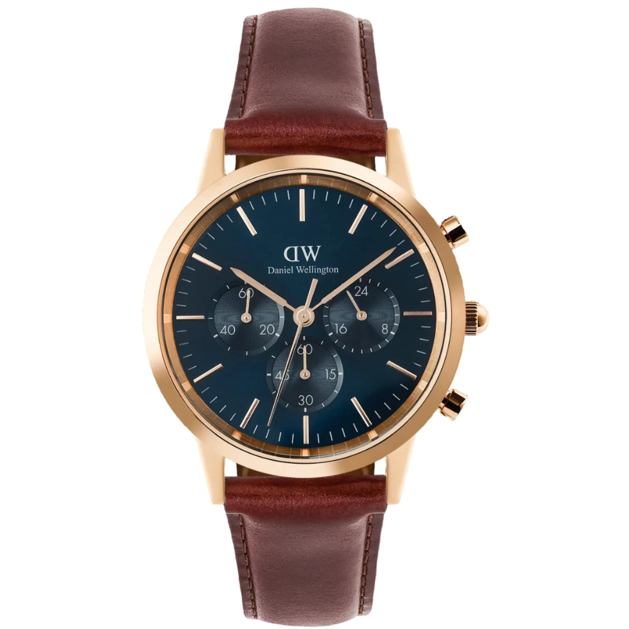 Daniel Wellington Iconic Chronograph Arctic Blue Dial Leather Strap Men's Watch DW00100639 - Image 8
