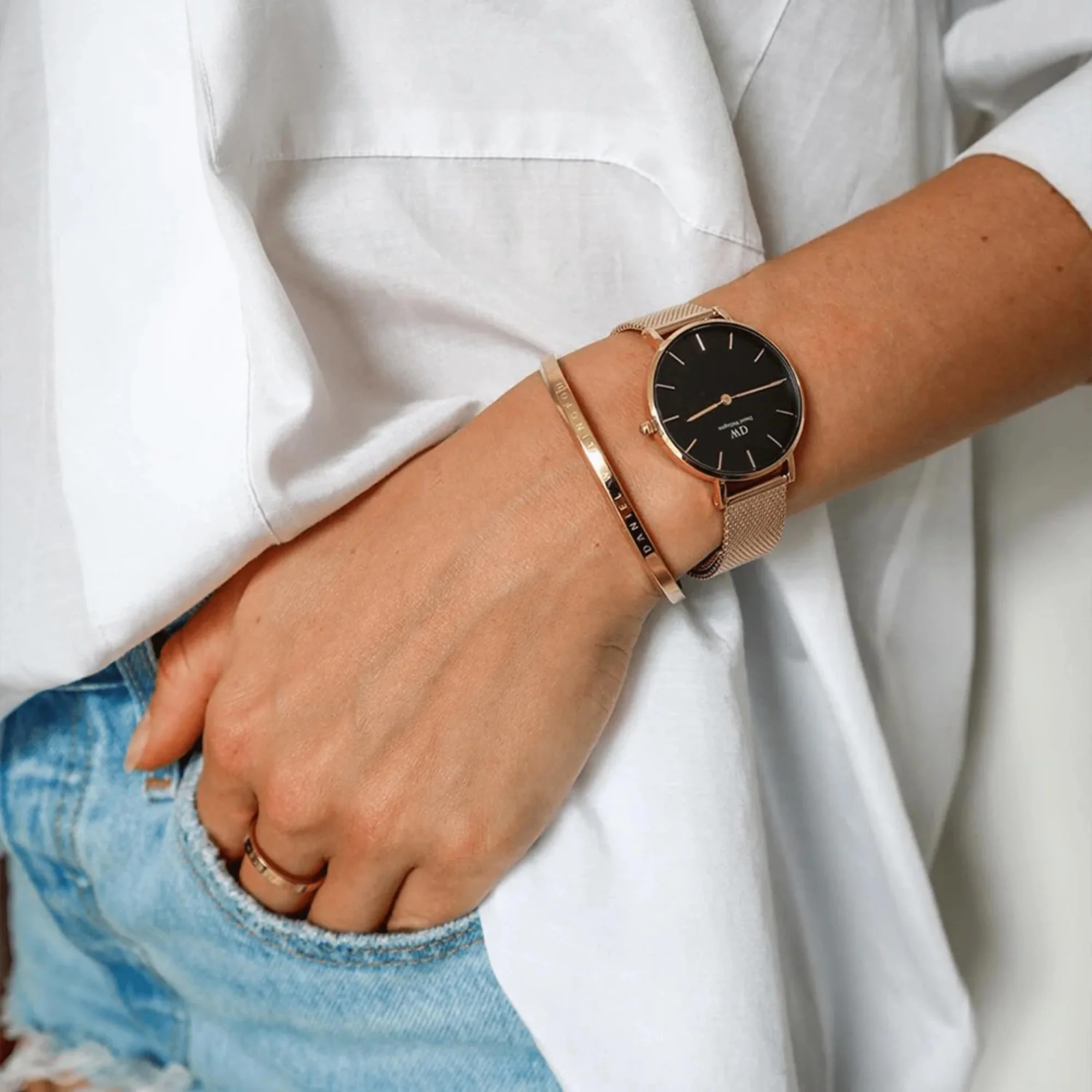 Daniel Wellington Petite Black Dial Stainless Steel Strap Women's Watch DW00100349 - Image 2