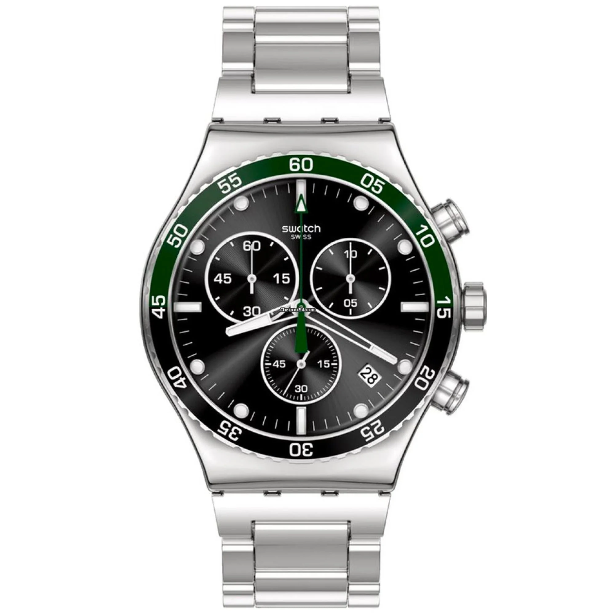 Swatch Dark Green Irony Black Dial Stainless Steel Strap Unisex Watch YVS506G - Image 5