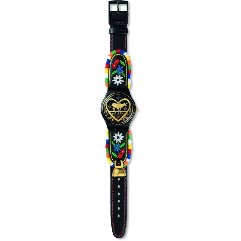 Die Glocke Original Gent Black Dial Black Embroidered Strap Ladies Watch GB285 - Image 6