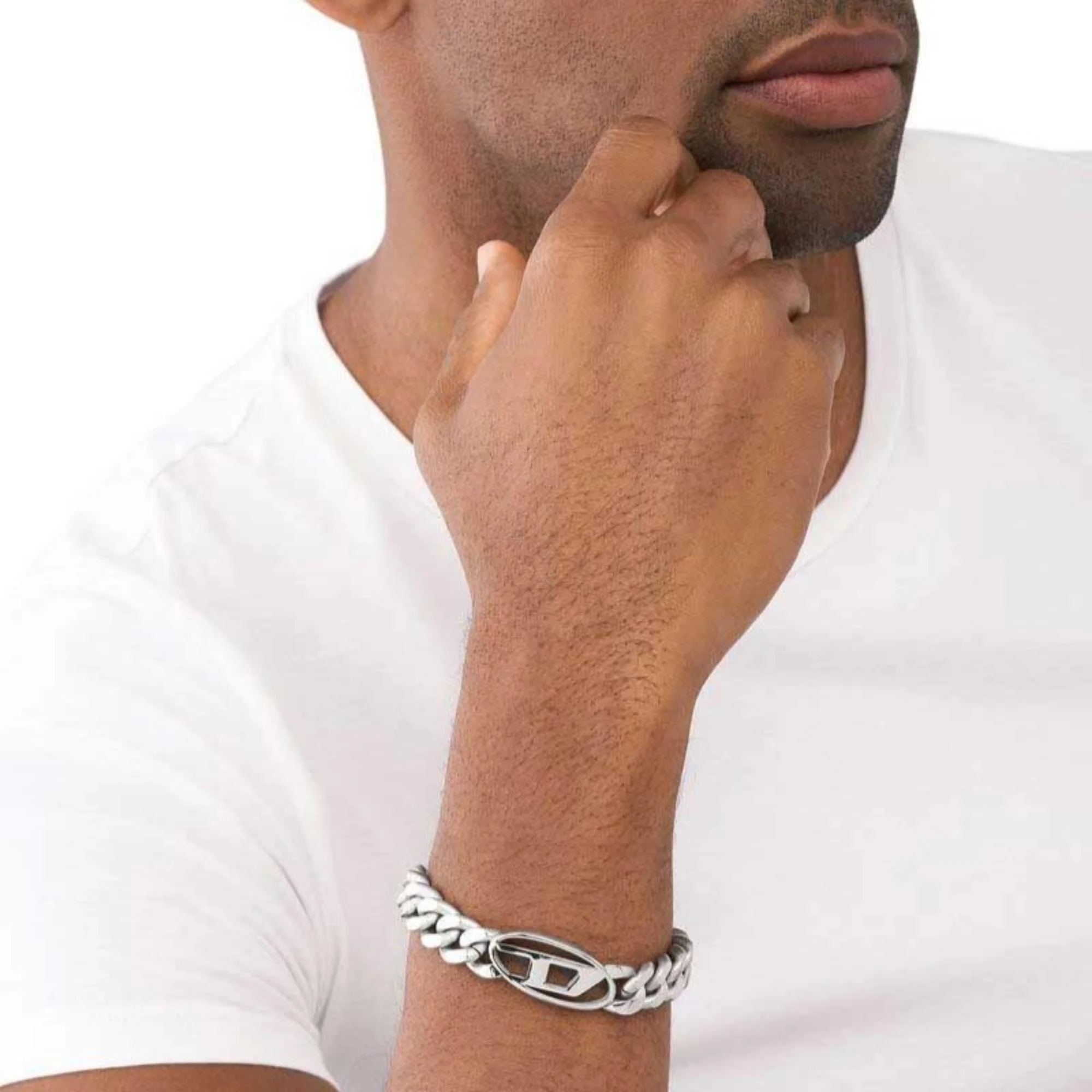 Diesel D Logo Stainless Steel Chain Men's Bracelet DX1432040 - Image 2