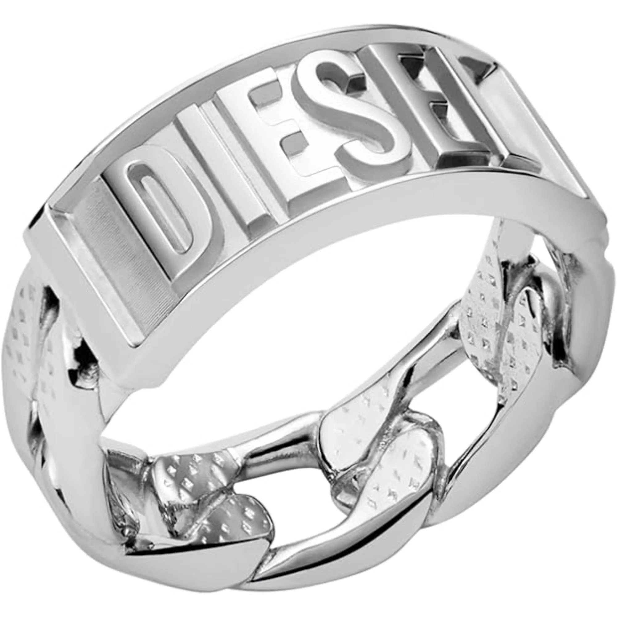 DIESEL Engraved Logo Stainless Steel Ring Silver for Men DX1347040-9