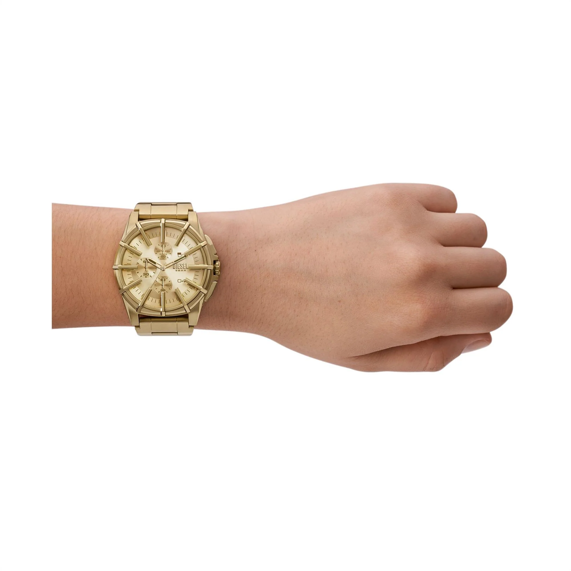Diesel Framed Chronograph Gold Sunray Dial Steel Strap Men's Watch DZ4659 - Image 2