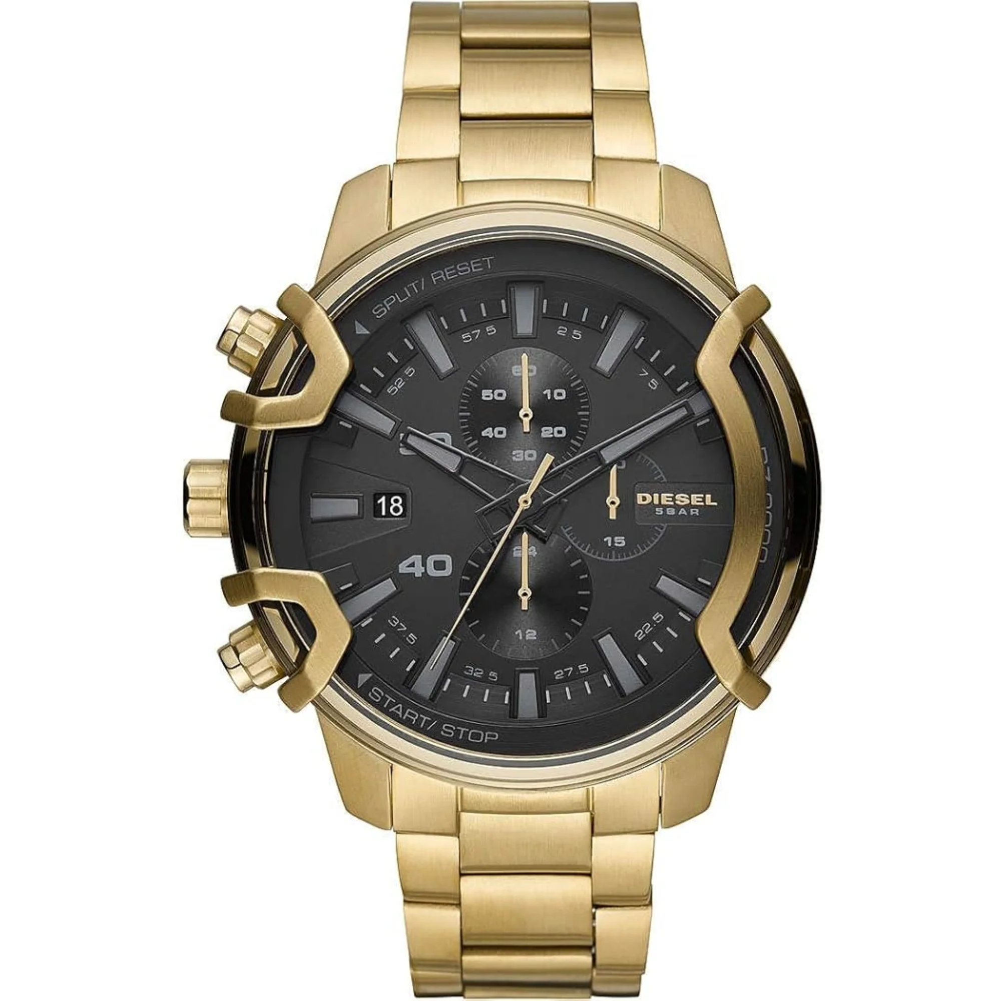 Diesel Griffed Black Dial Steel Strap Men's Watch DZ4522