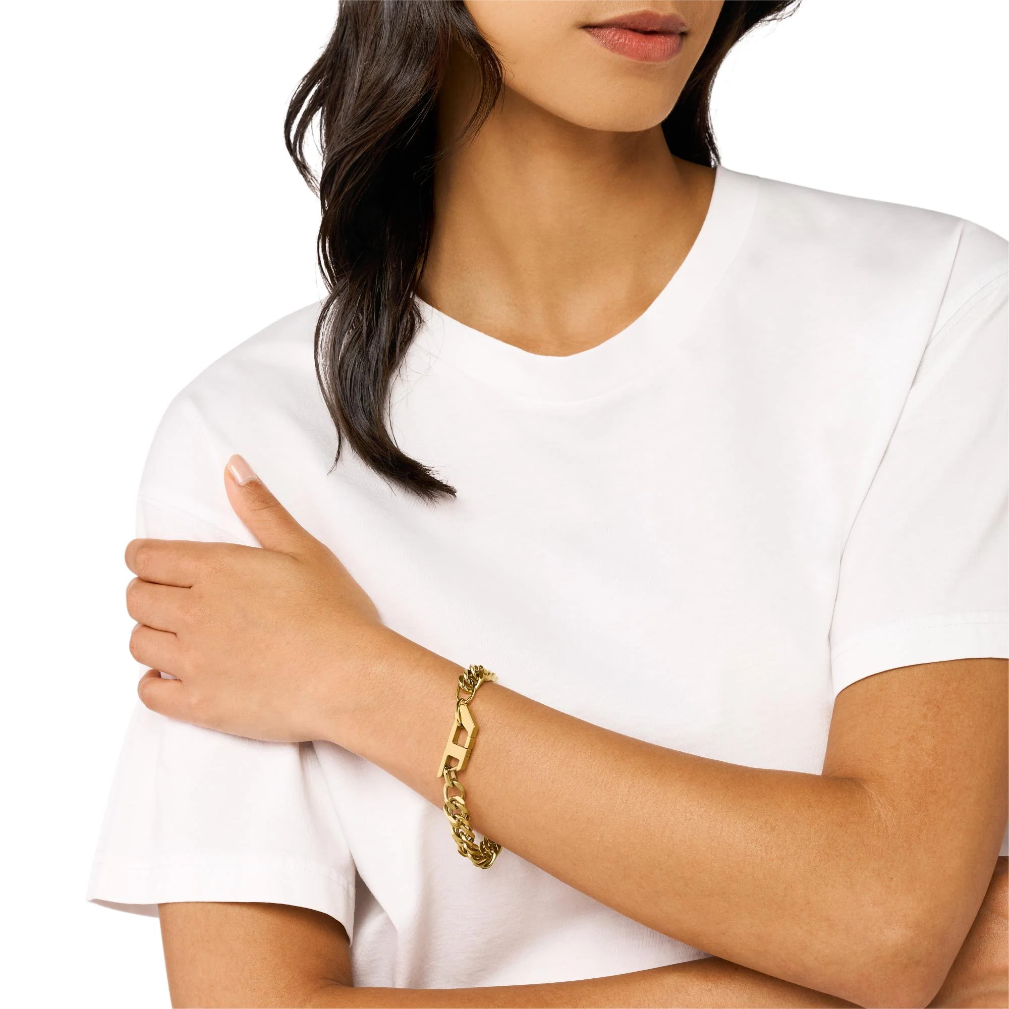 Diesel Matte Gold-Tone Stainless Steel Chain Link Unisex Bracelet DX1511710 - Image 9