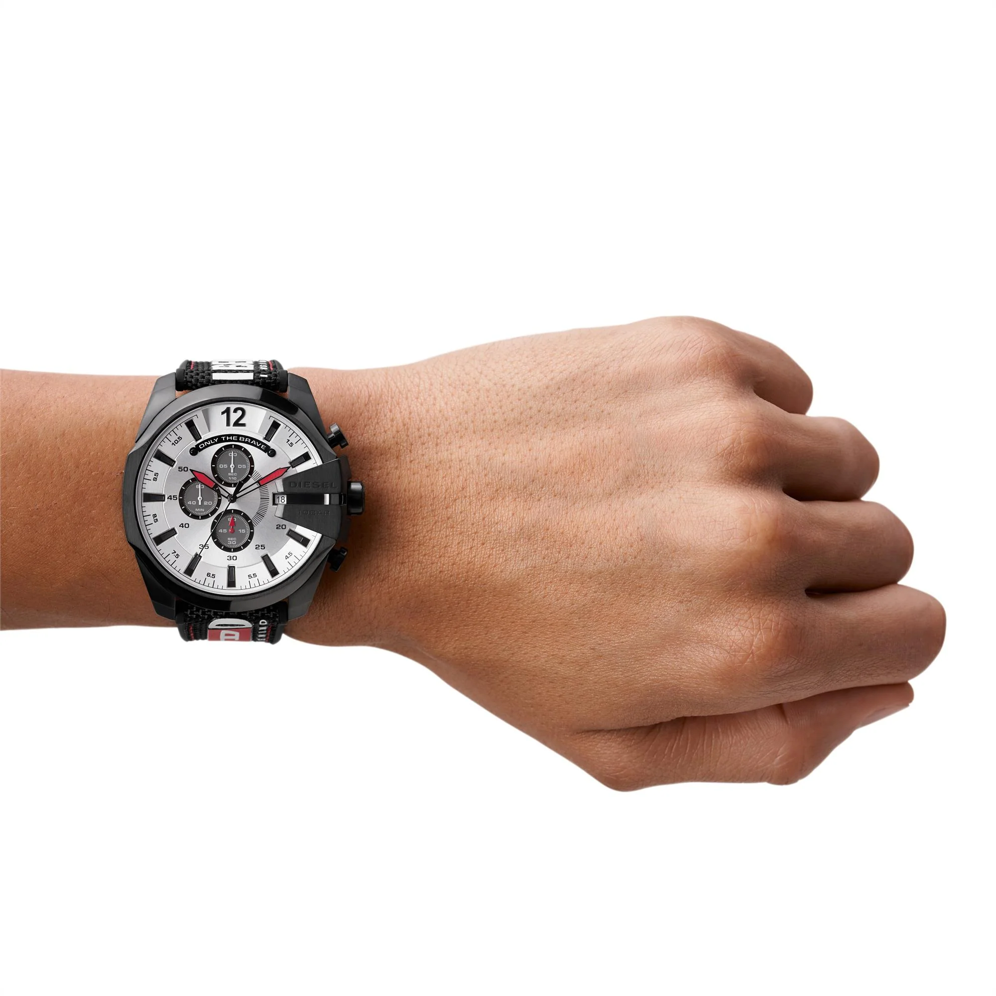 Diesel Mega Chief Chronograph Black Nylon Strap Silver Dial Men's Watch DZ4512 - Image 7