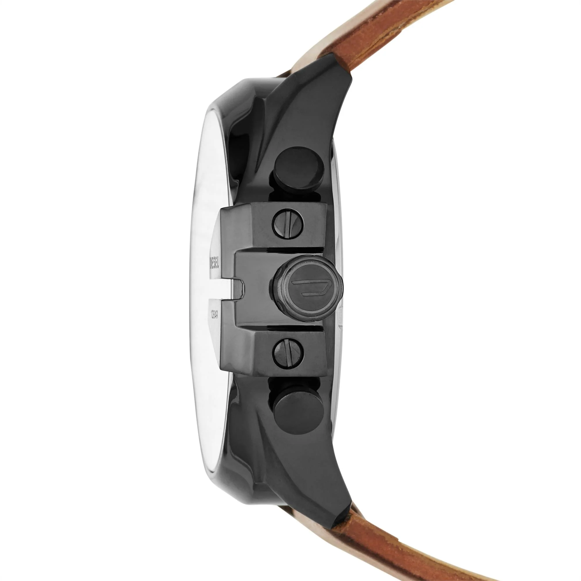 Diesel Mega Chief Chronograph Brown Leather Strap Black Dial Men's Watch DZ4343 - Image 4