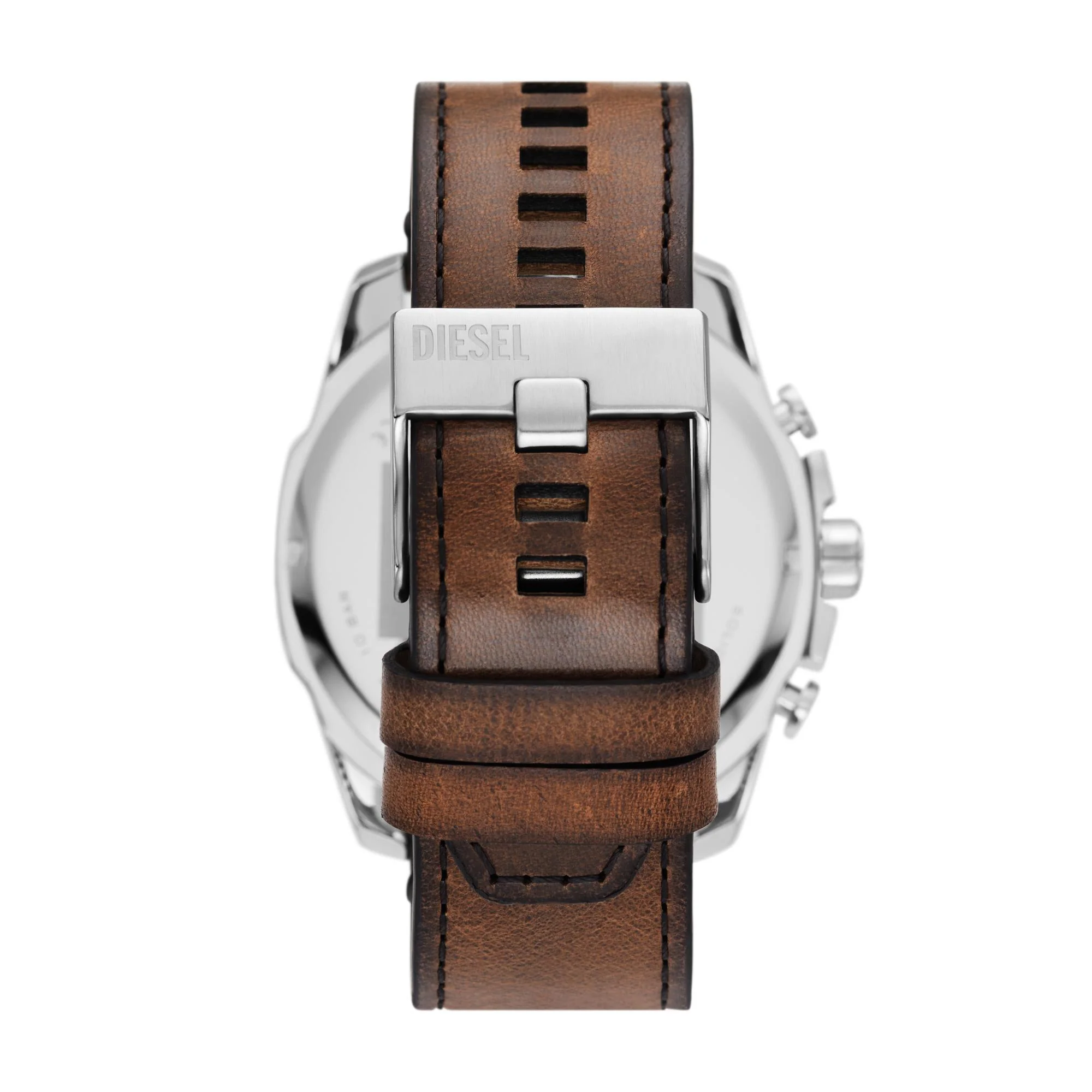 Diesel Mega Chief Chronograph Brown Leather Blue Dial Men's Watch DZ4657 - Image 2
