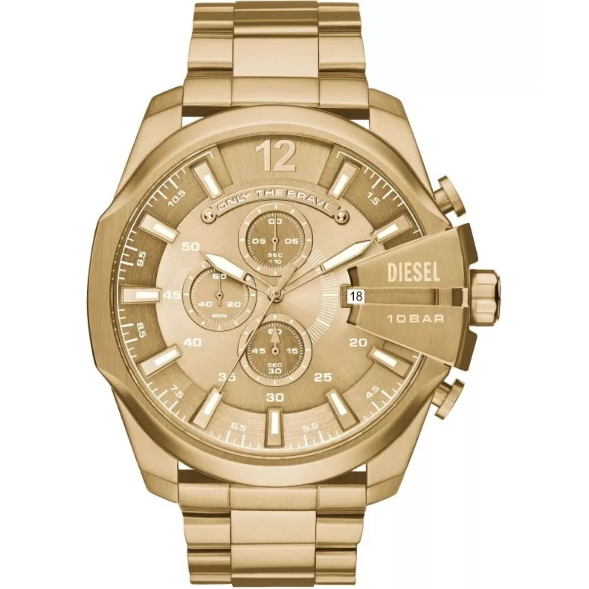 Diesel Mega Chief Chronograph Gold-Tone Stainless Steel Gold Dial Men's Watch DZ4360