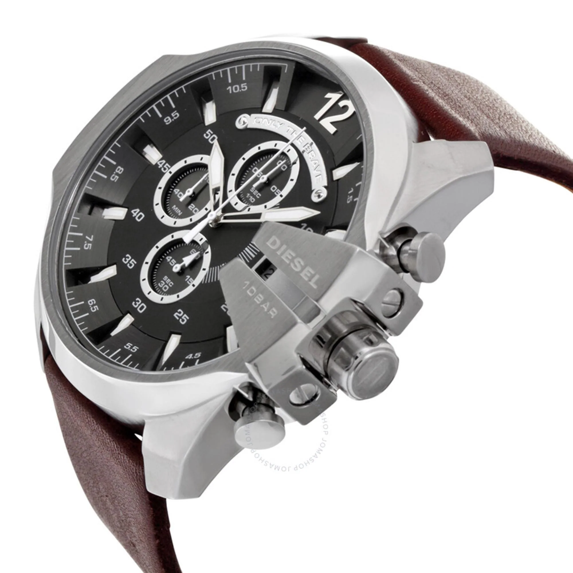 Diesel Mega Chief Chronograph Grey Dial Leather Strap Men's Watch DZ4290 - Image 2