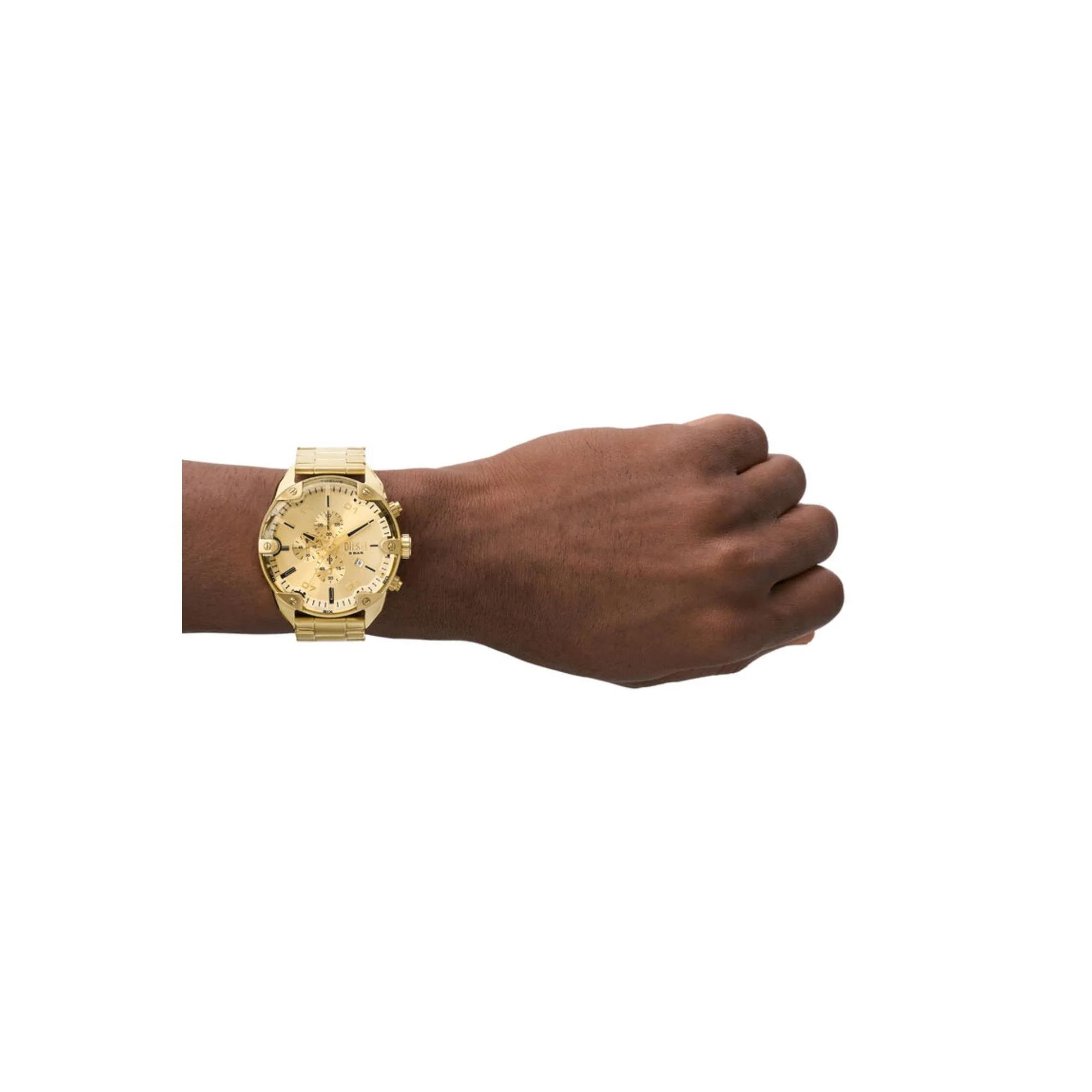 Diesel Spiked Chronograph Gold-Tone Gold Dial Stainless Steel Strap Men's Watch DZ4608 - Image 4