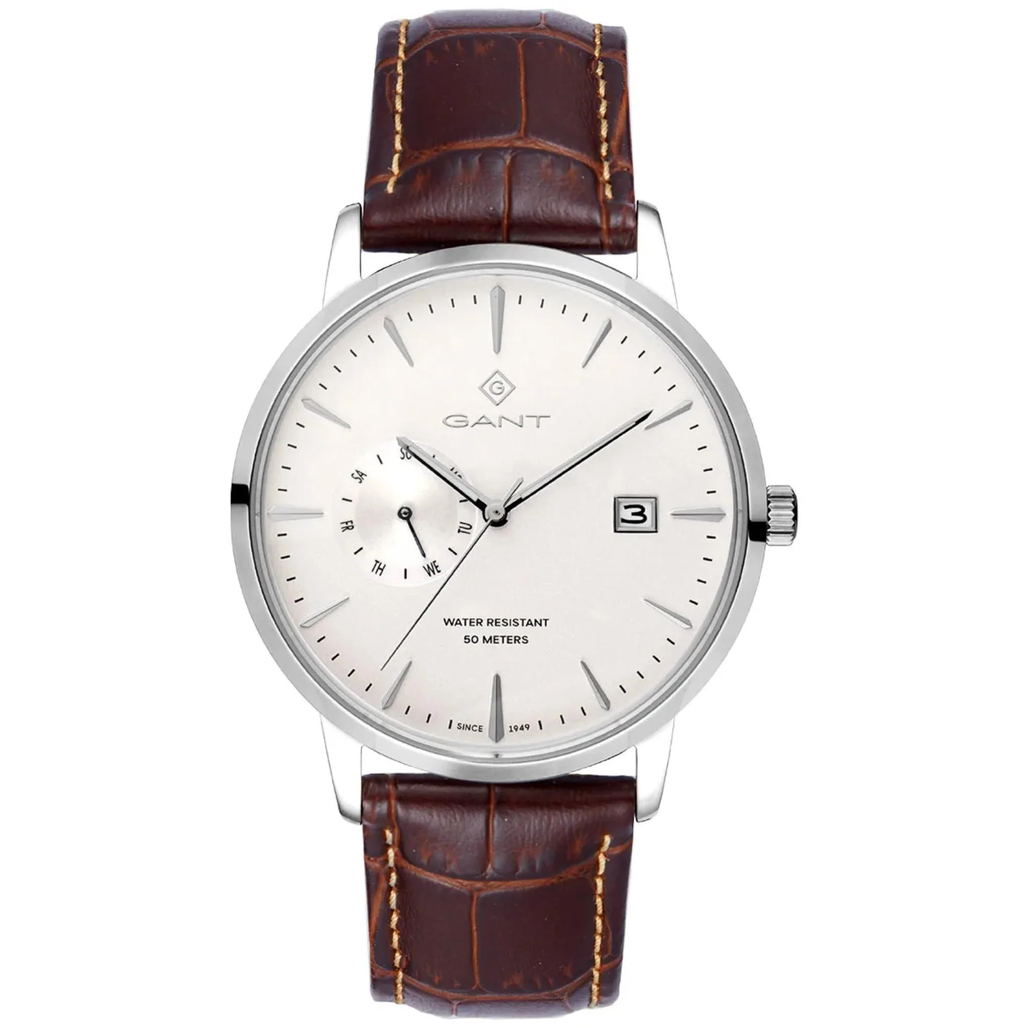 Gant East Hill Quartz White Chronograph Brown Leather Bracelet White Dial Men’s Watch G165002 - Image 3