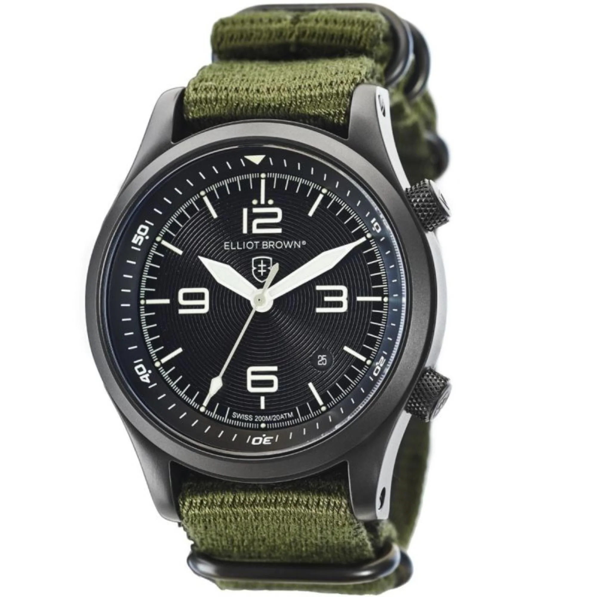 Elliot Brown Canford Black Dial Green Textile Strap Men’s Watch 202-004-N01 - Image 4