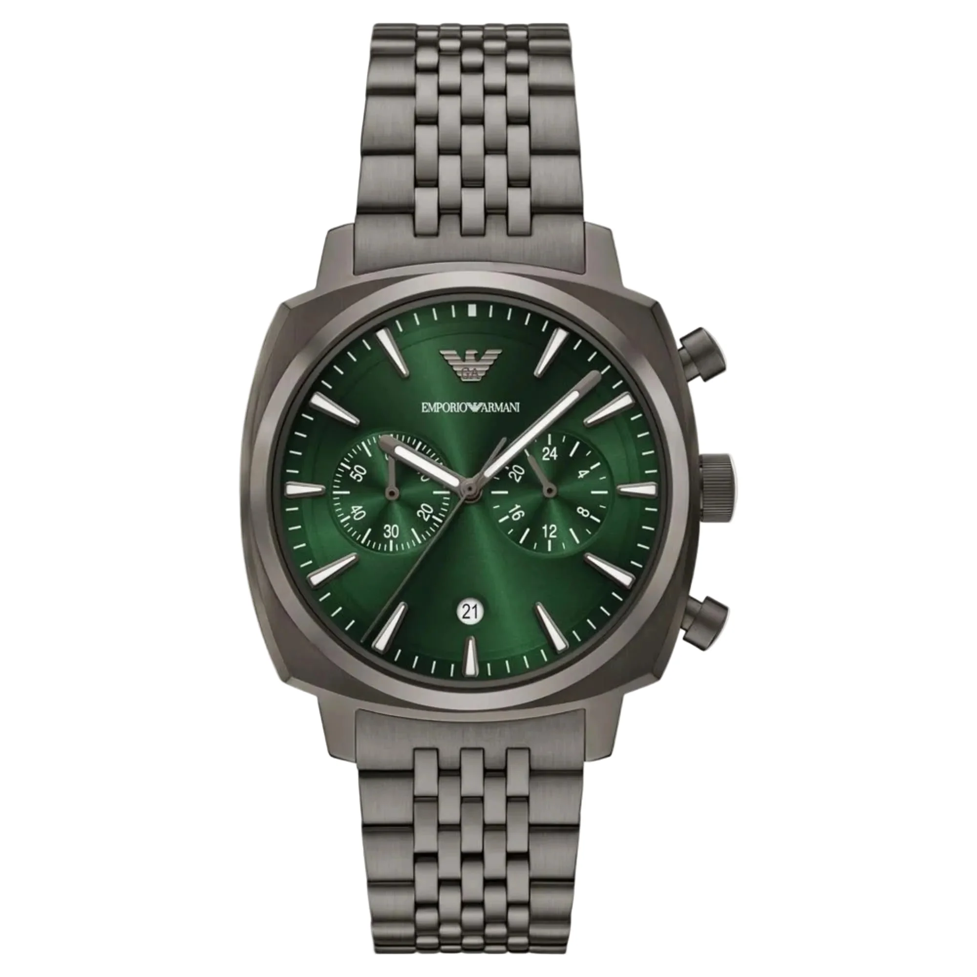 Emporio Armani Carlo Chronograph Green Dial Steel Strap Men's Watch AR11689