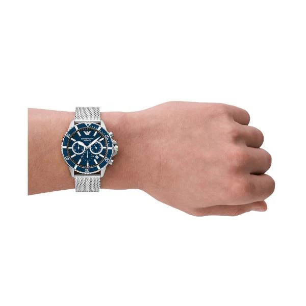 Emporio Armani Chronograph Blue Dial Stainless Steel Mesh Bracelet Men's Watch AR11587 - Image 4