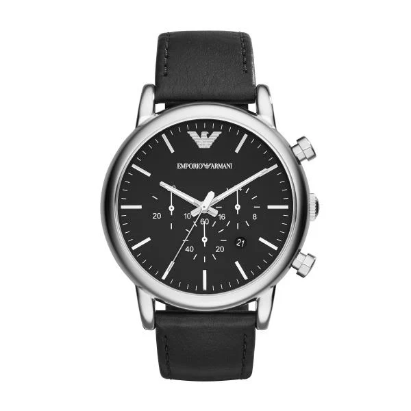 Emporio Armani Chronograph Quartz Black Dial Leather Strap Men's Watch AR1828 - Image 5