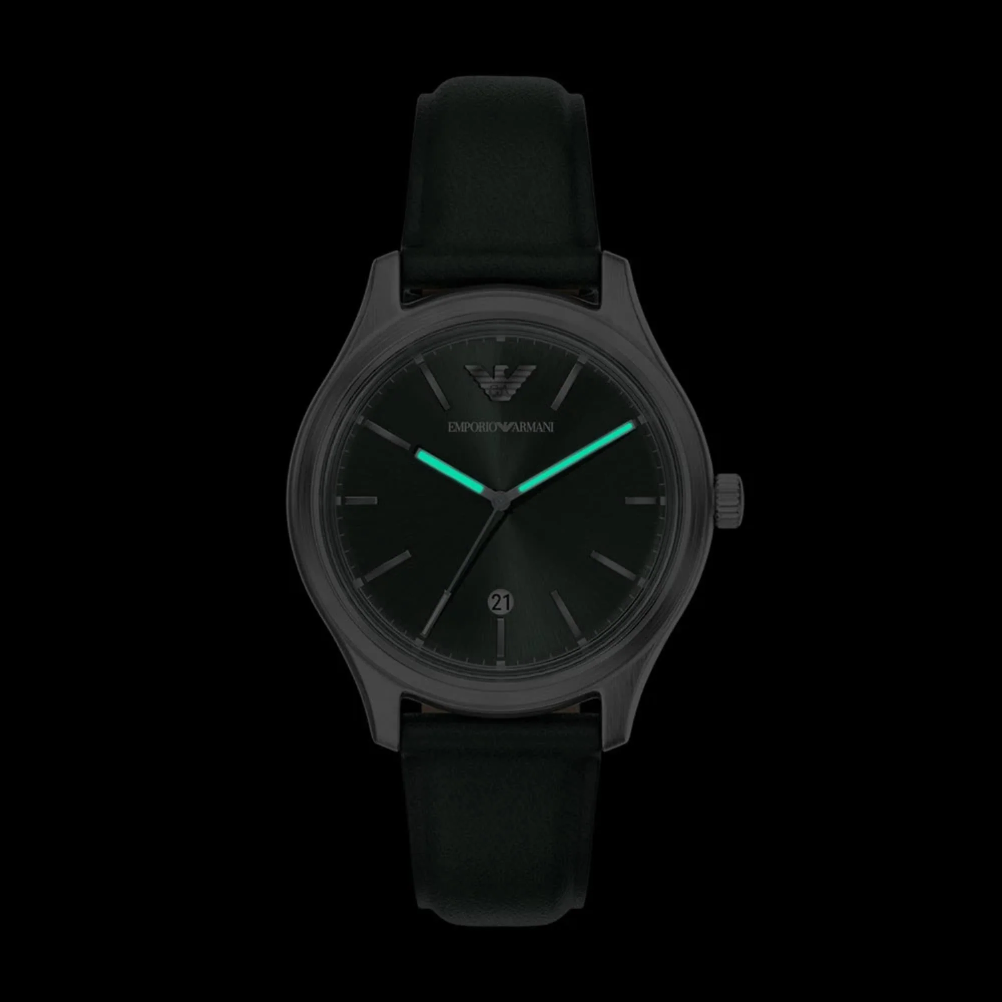 Emporio Armani Dario Quartz Green Dial Leather Strap Men's Watch AR11749 - Image 2