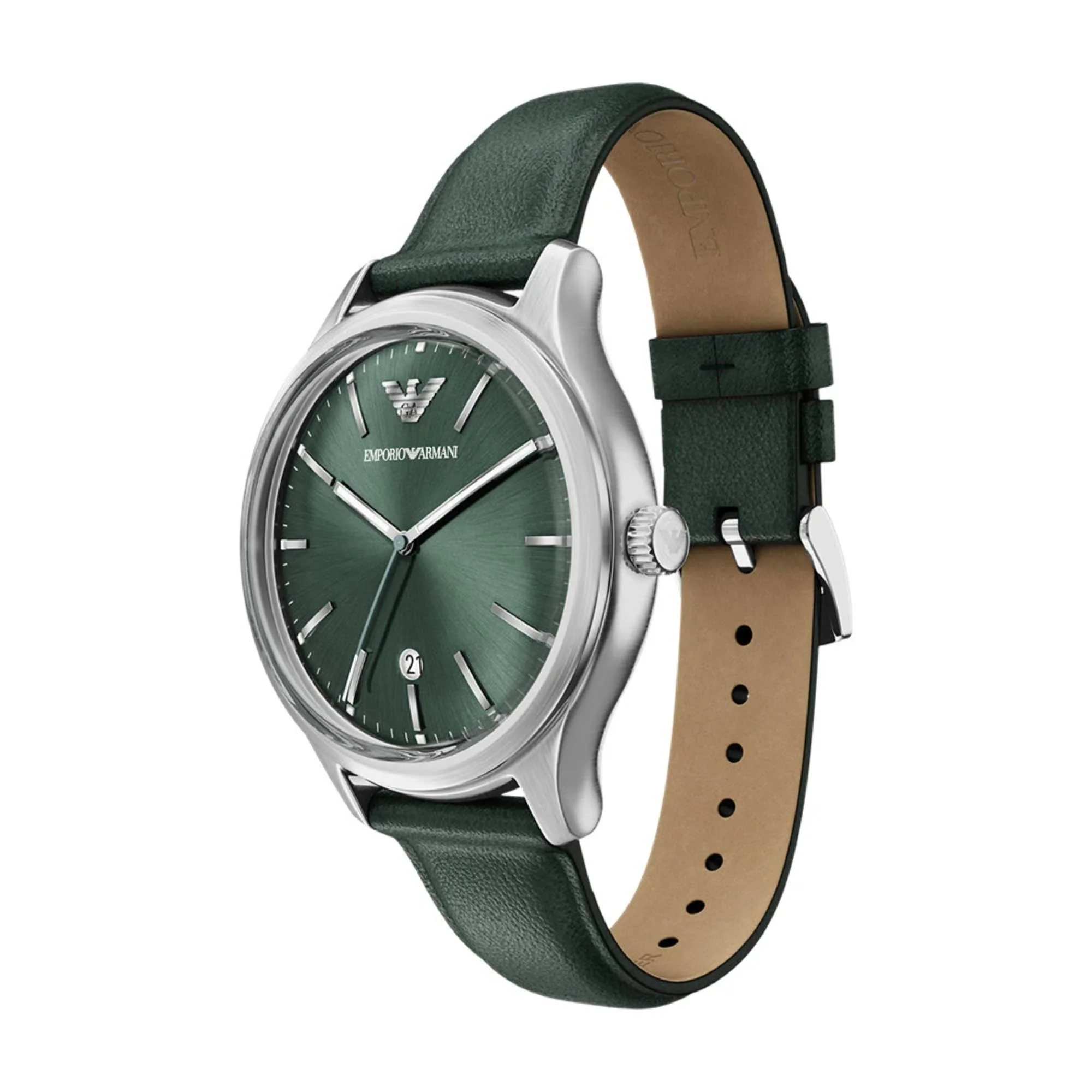 Emporio Armani Dario Quartz Green Dial Leather Strap Men's Watch AR11749 - Image 3