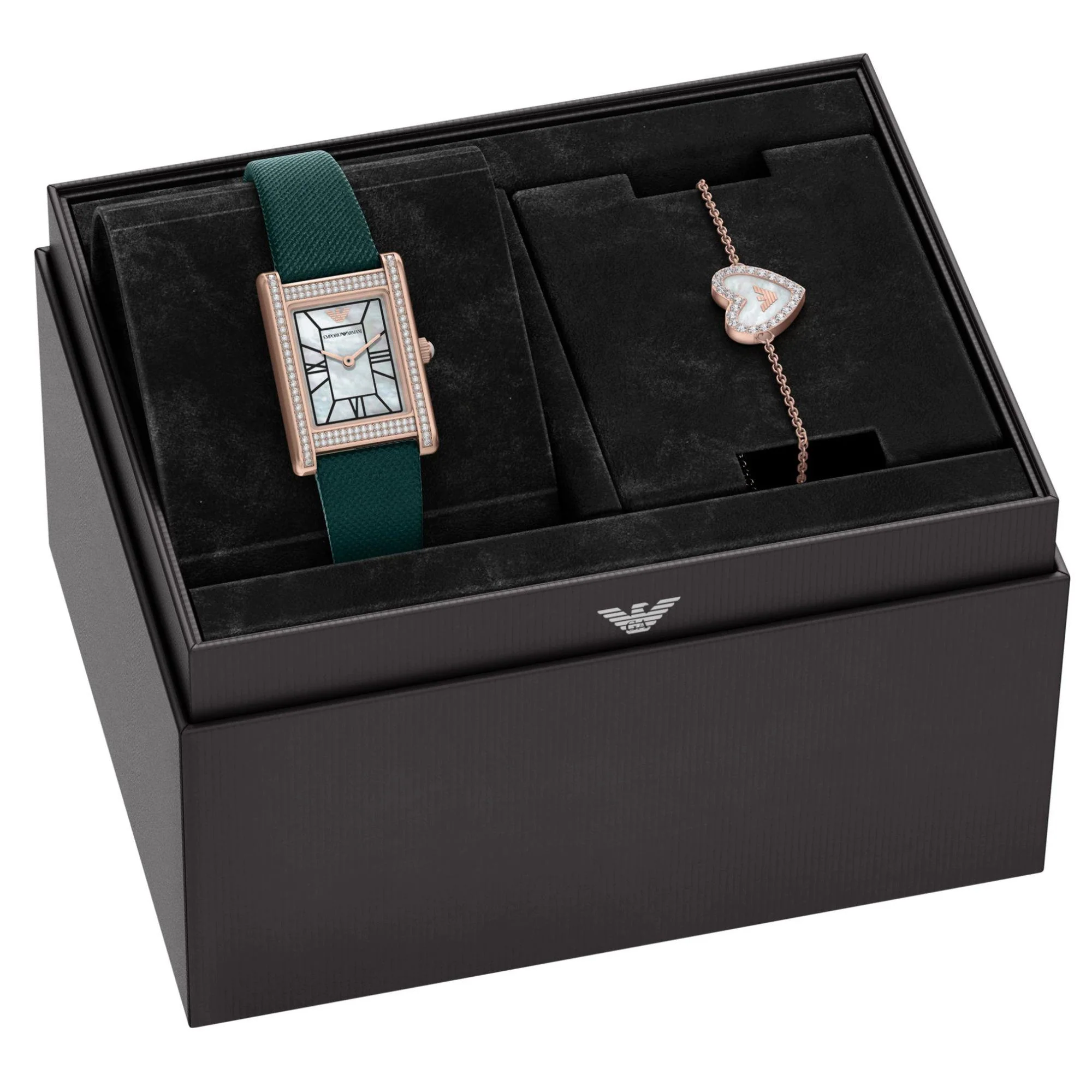 Emporio Armani Quartz White Mother of Pearl Dial Leather Strap Women's Watch Set AR80085SET - Image 3