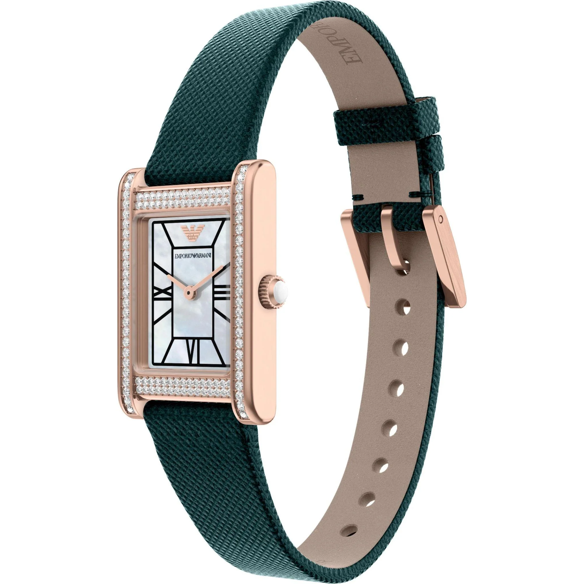 Emporio Armani Quartz White Mother of Pearl Dial Leather Strap Women's Watch Set AR80085SET - Image 4