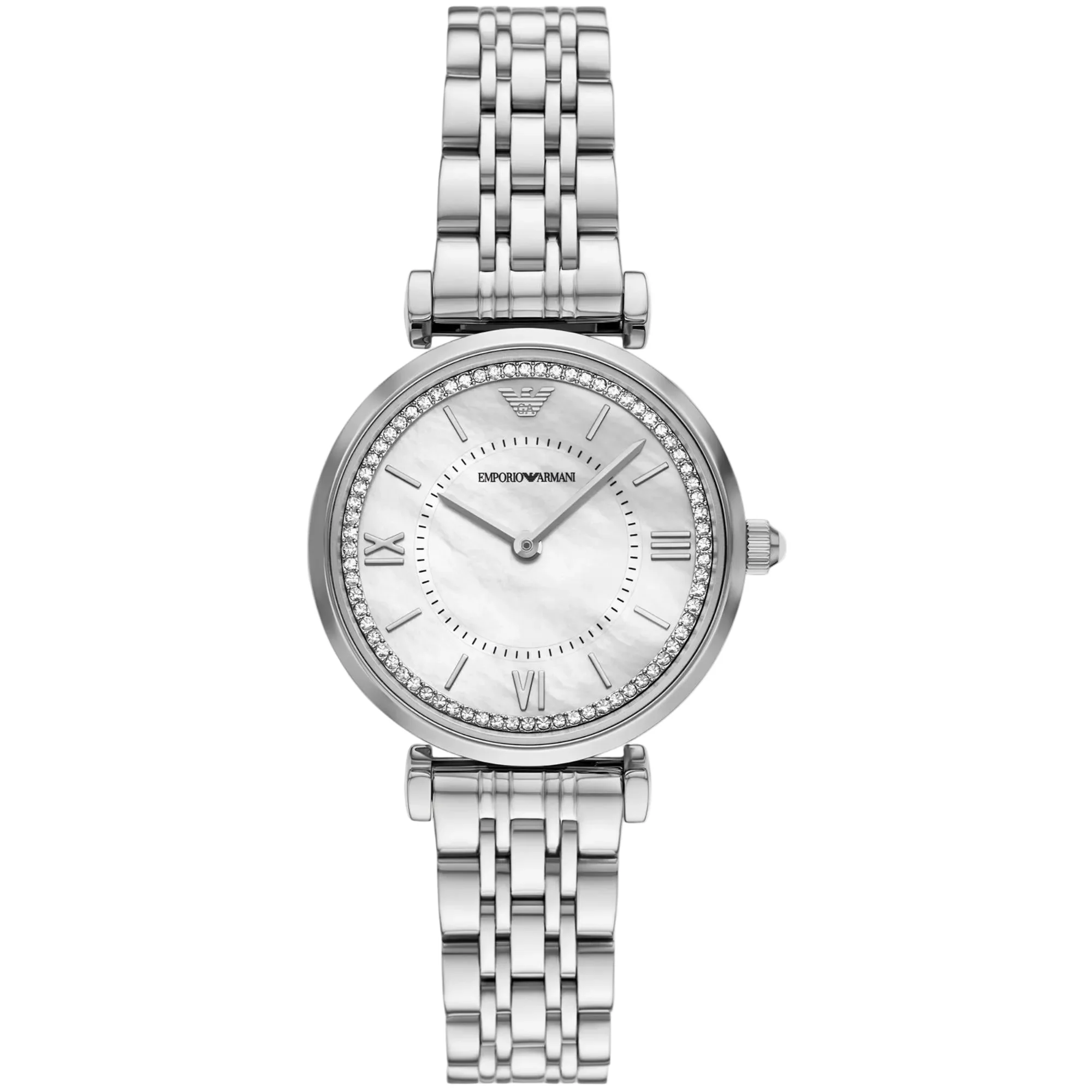 Emporio Armani Quartz White Mother of Pearl Dial Steel Strap Women's Watch AR11701