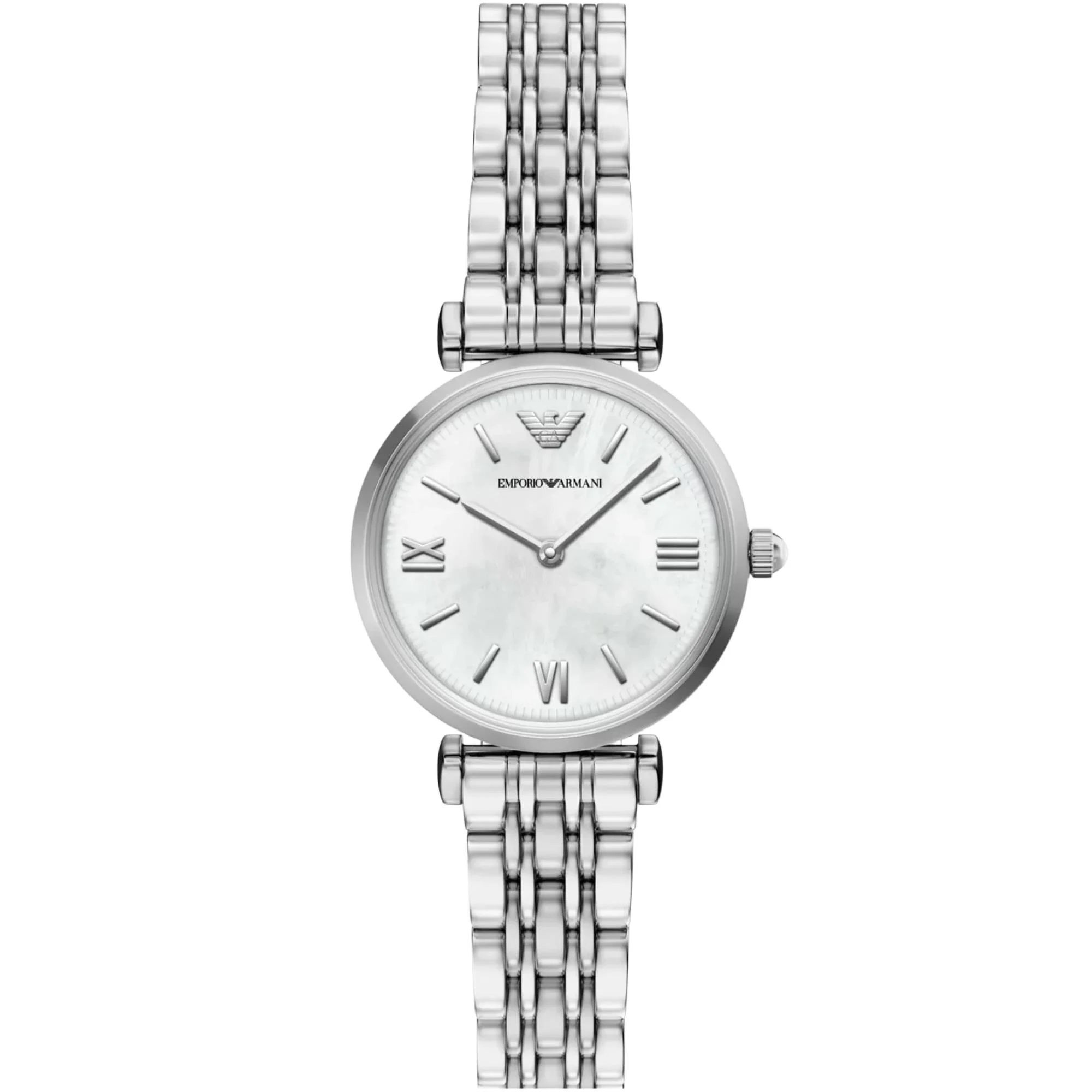 Emporio Armani Quartz White Mother of Pearl Dial Steel Strap Women's Watch AR11768