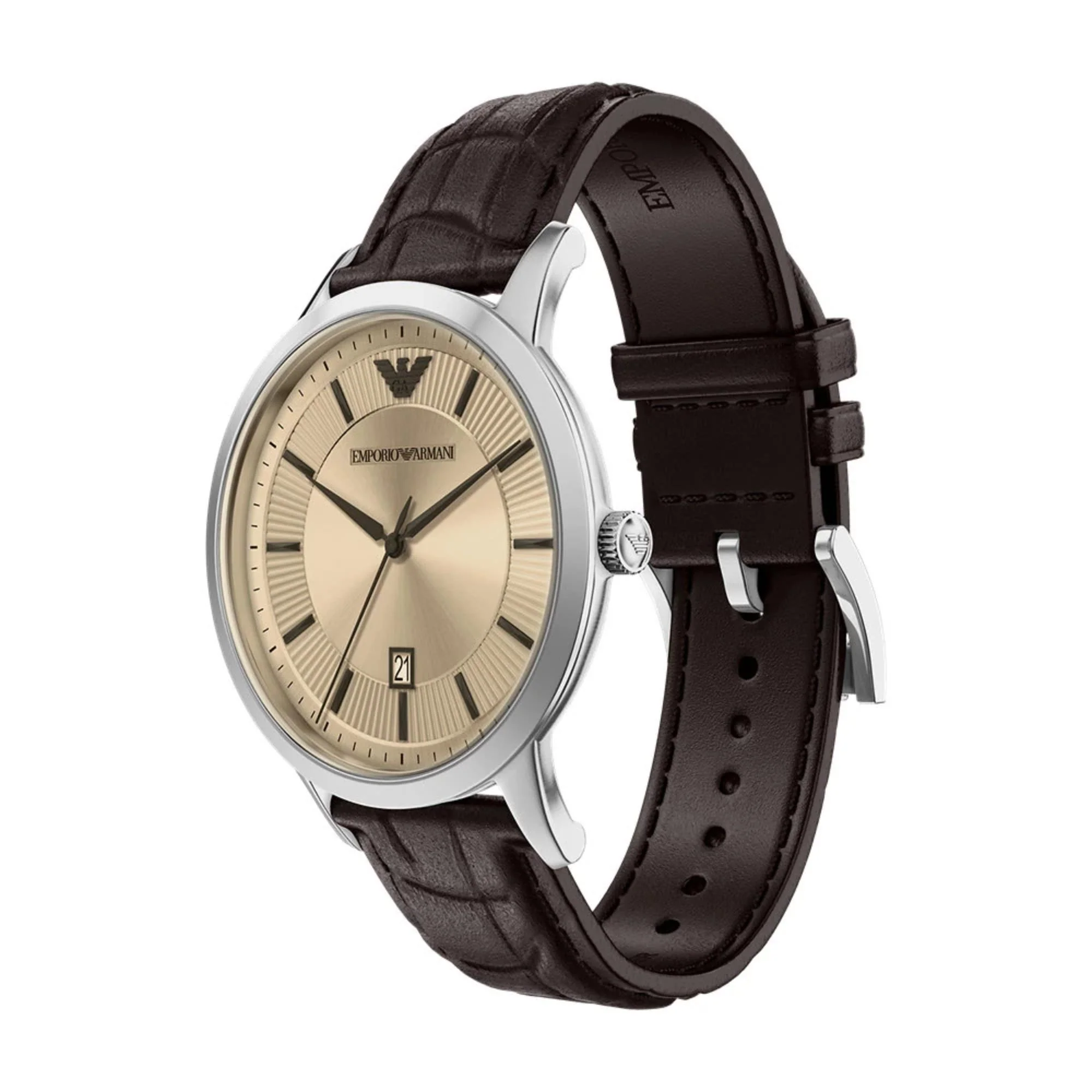 Emporio Armani Renato Quartz Champagne Dial Leather Strap Men's Watch AR11783 - Image 3