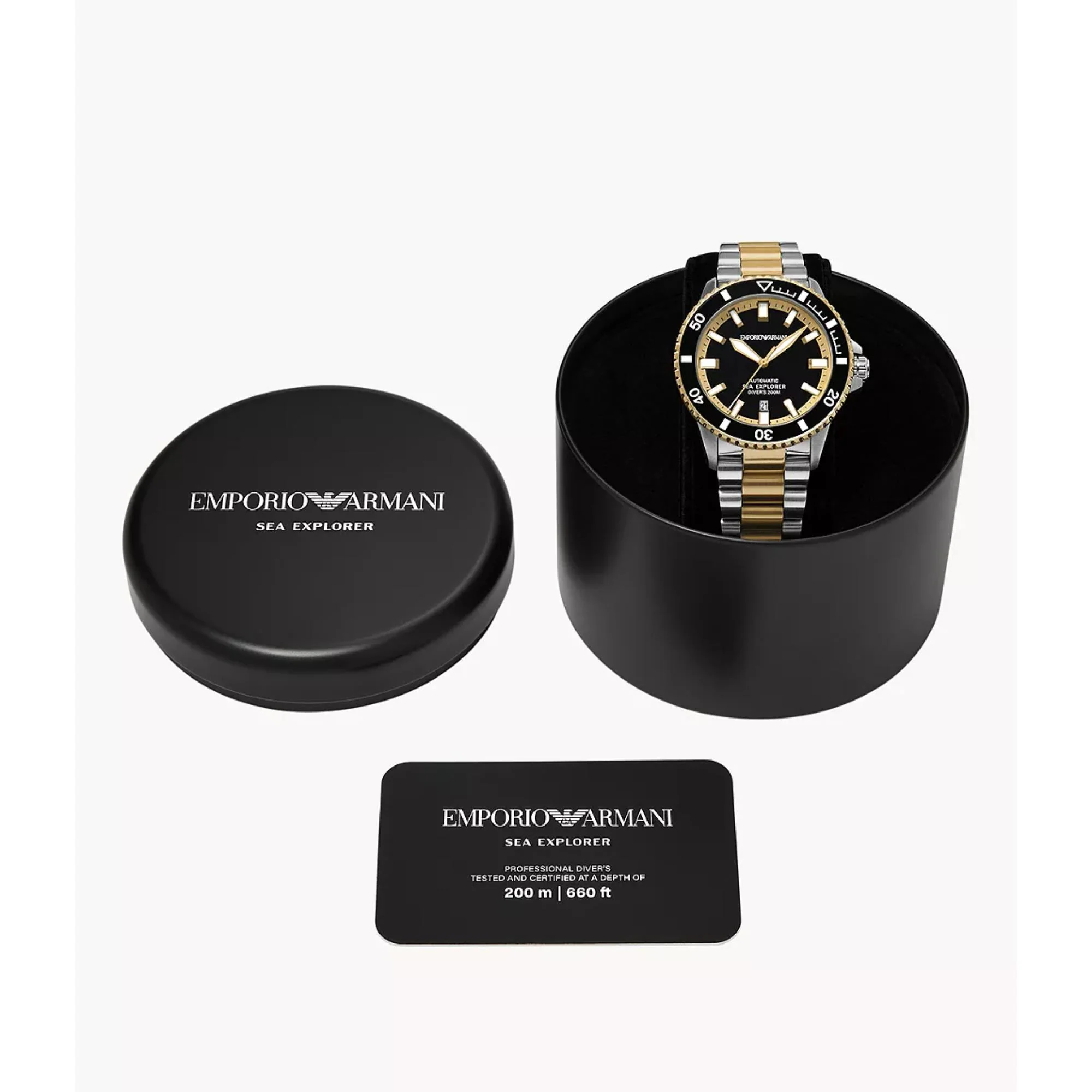 Emporio Armani Sea Explorer Automatic Black Dial Steel Strap Men's Watch AR60089 - Image 14