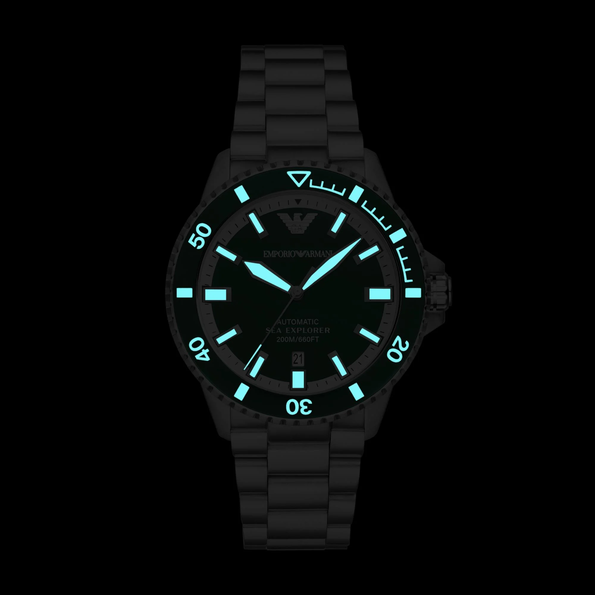 Emporio Armani Sea Explorer Automatic Stainless Steel Green Dial Men's Watch AR60080 - Image 16