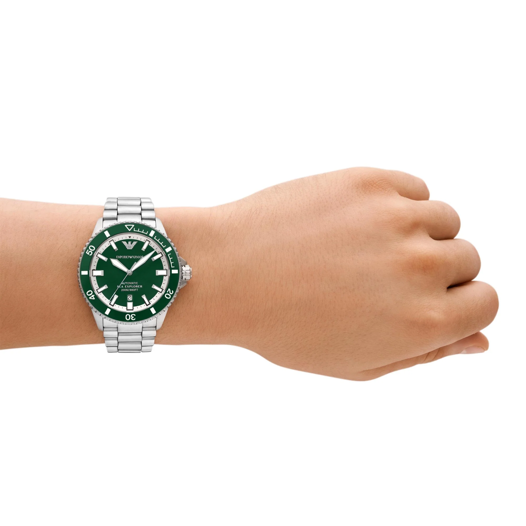 Emporio Armani Sea Explorer Automatic Stainless Steel Green Dial Men's Watch AR60080 - Image 17