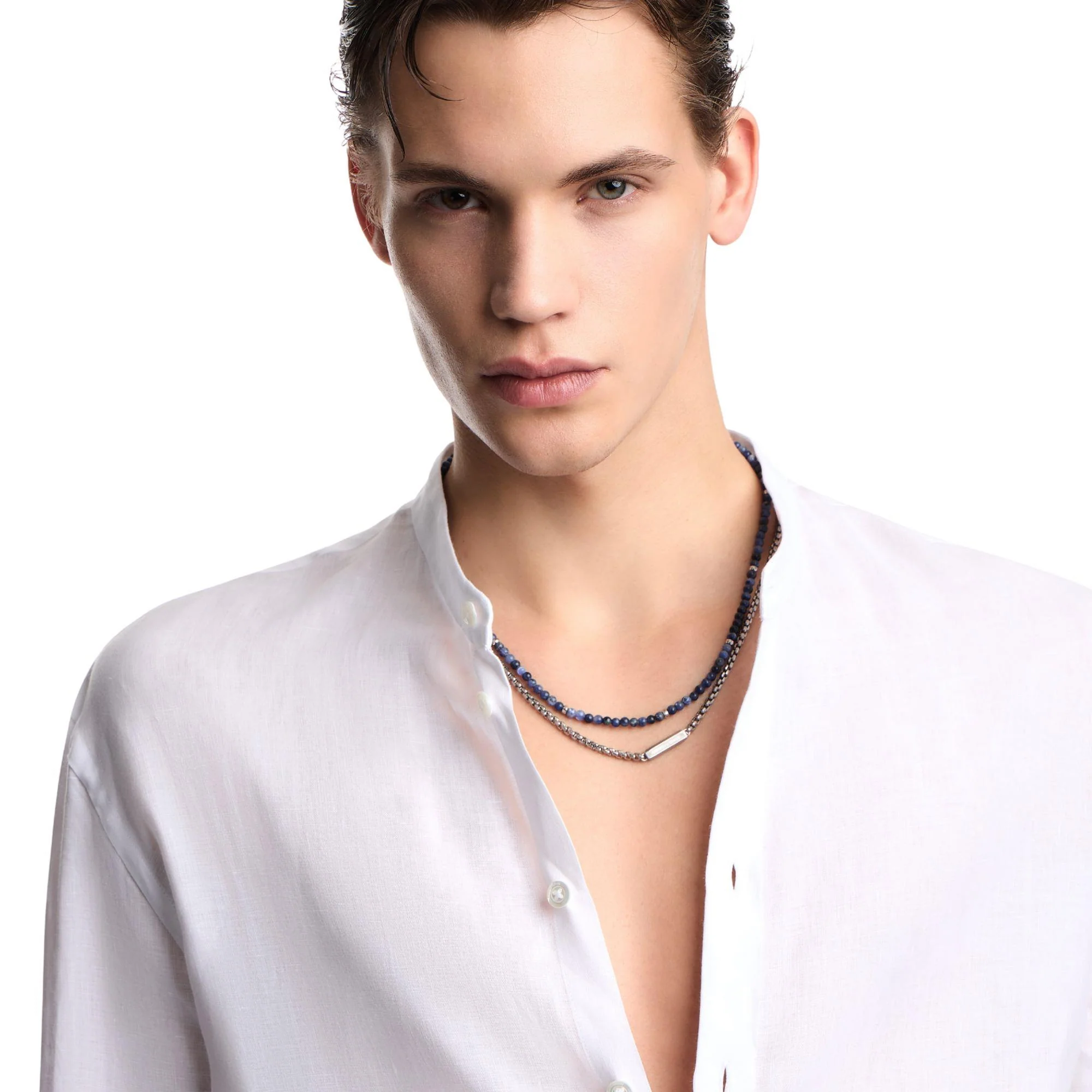 Emporio Armani Stainless Steel and Natural Sodalite ID Men's Necklace EGS3312040 - Image 2