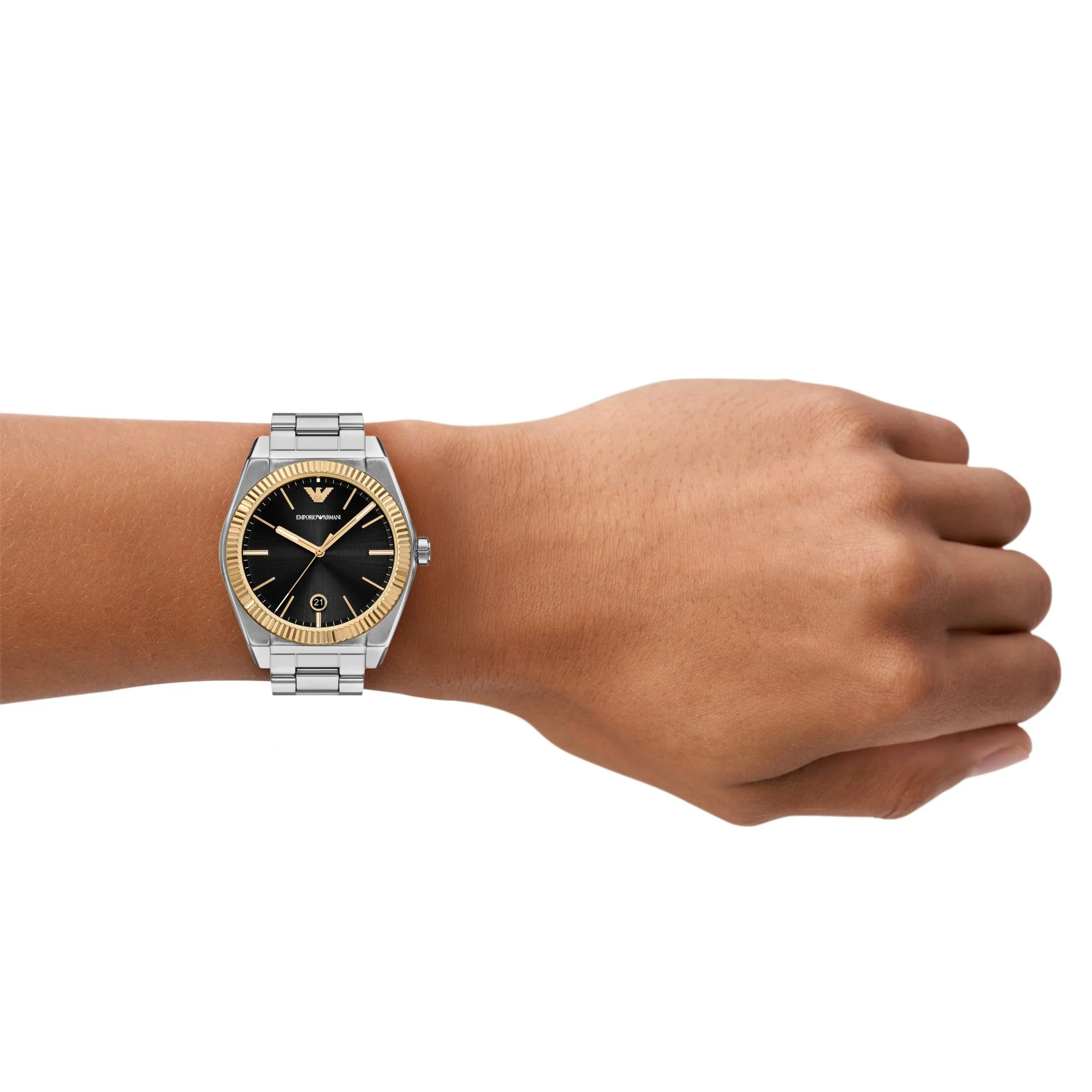 Emporio Armani Black Dial Stainless Steel and Leather Strap Set Men's Watch AR80077SET - Image 7