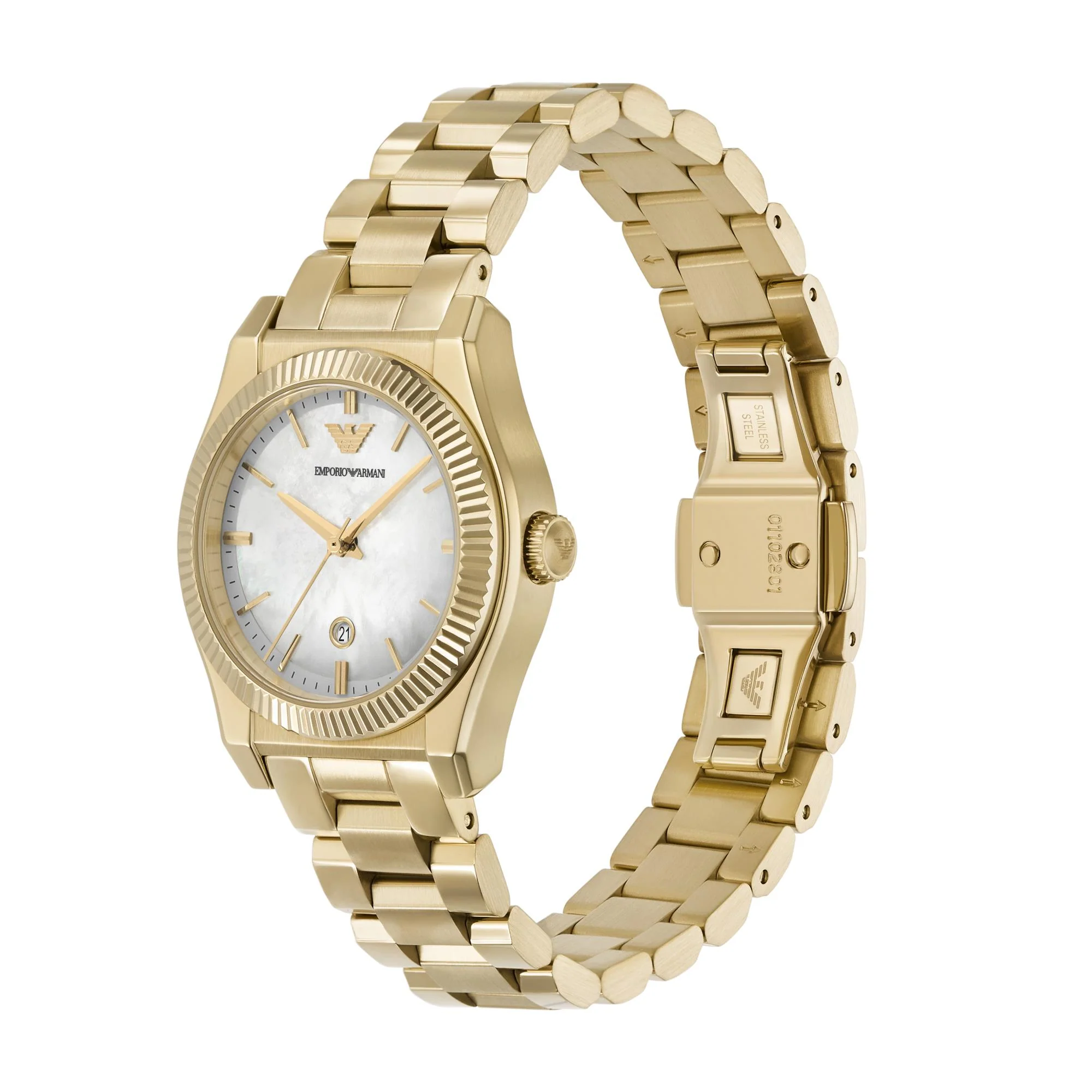 Emporio Armani Mother Of Pearl Dial Gold-Tone Stainless Steel Ladies Watch AR11657 - Image 9