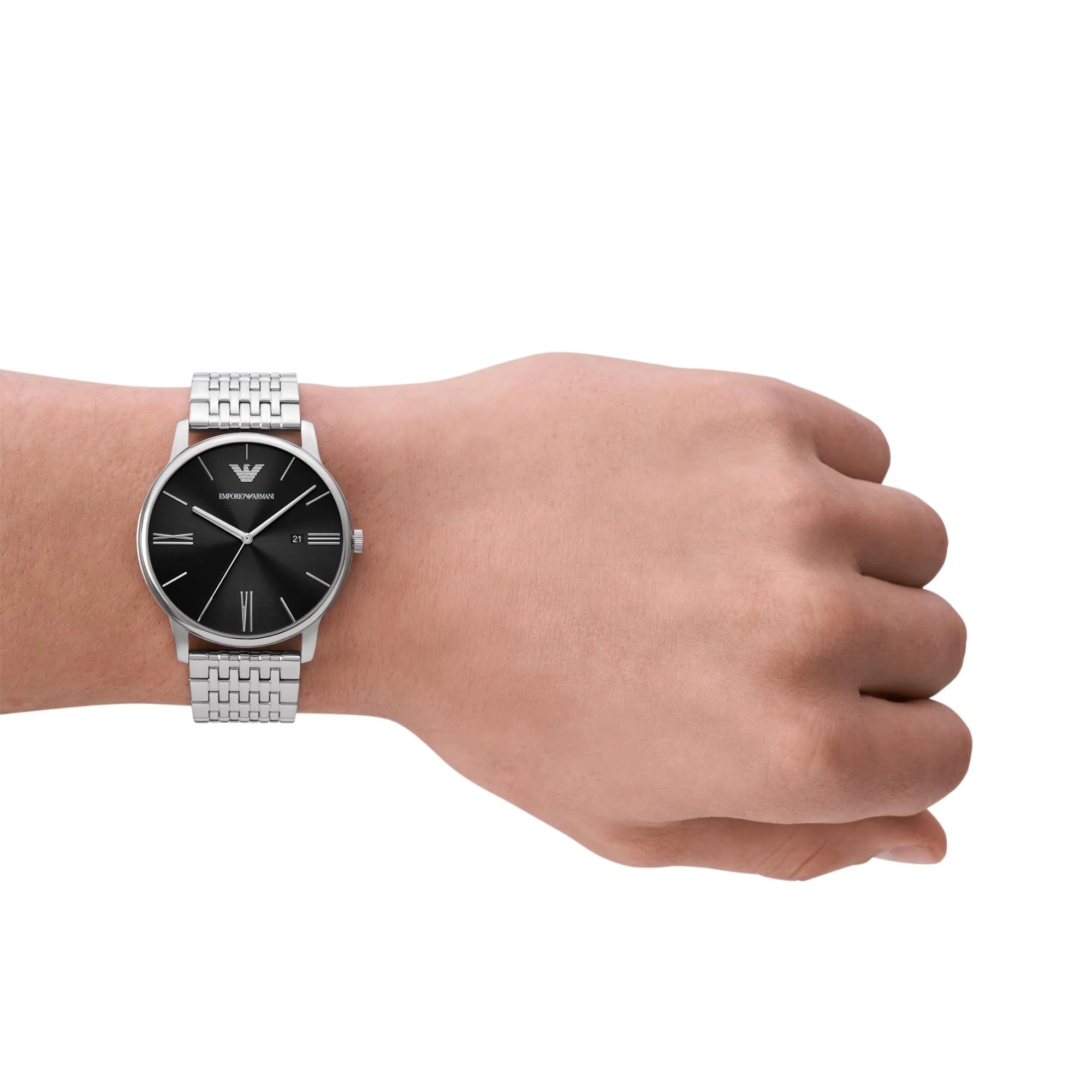Emporio Armani Date Stainless Steel Black Dial Men’s Watch AR11600 - Image 5