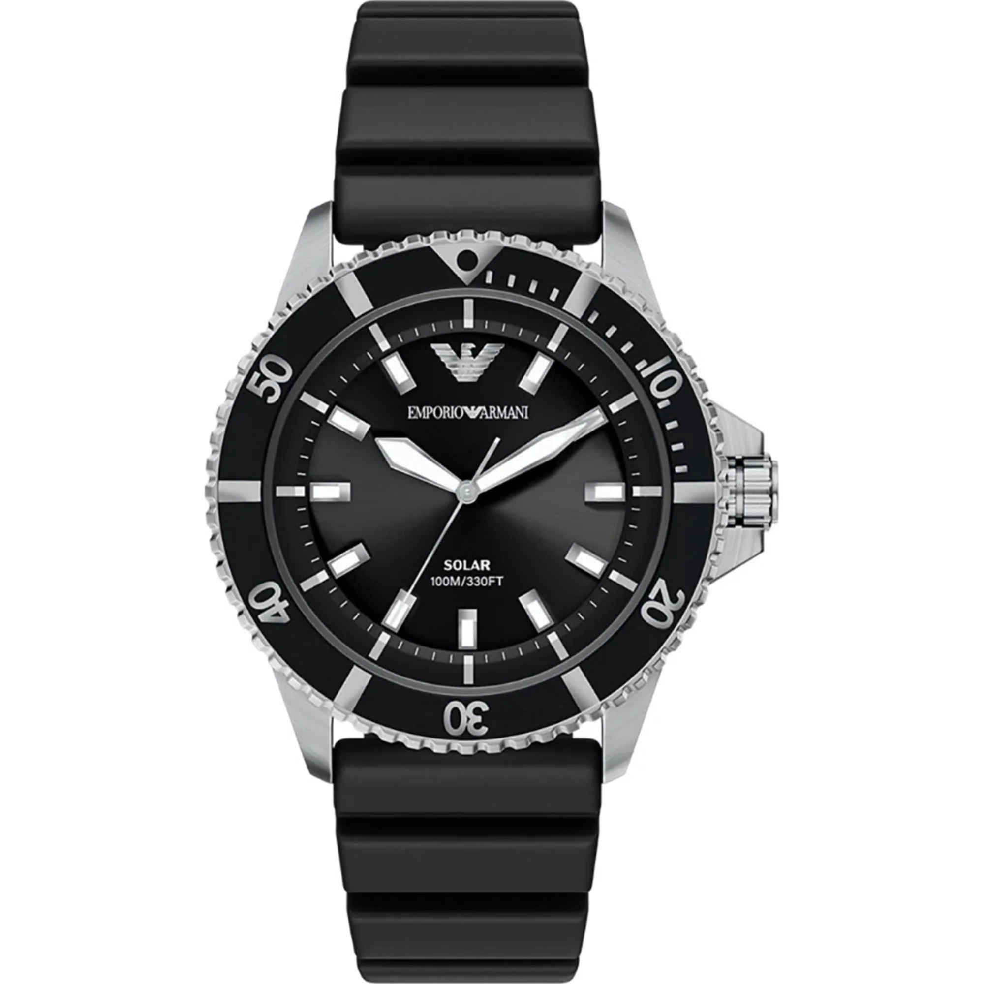 Emporio Armani World Explorer Solar-Powered Black Dial Rubber Strap Men's Watch AR11788